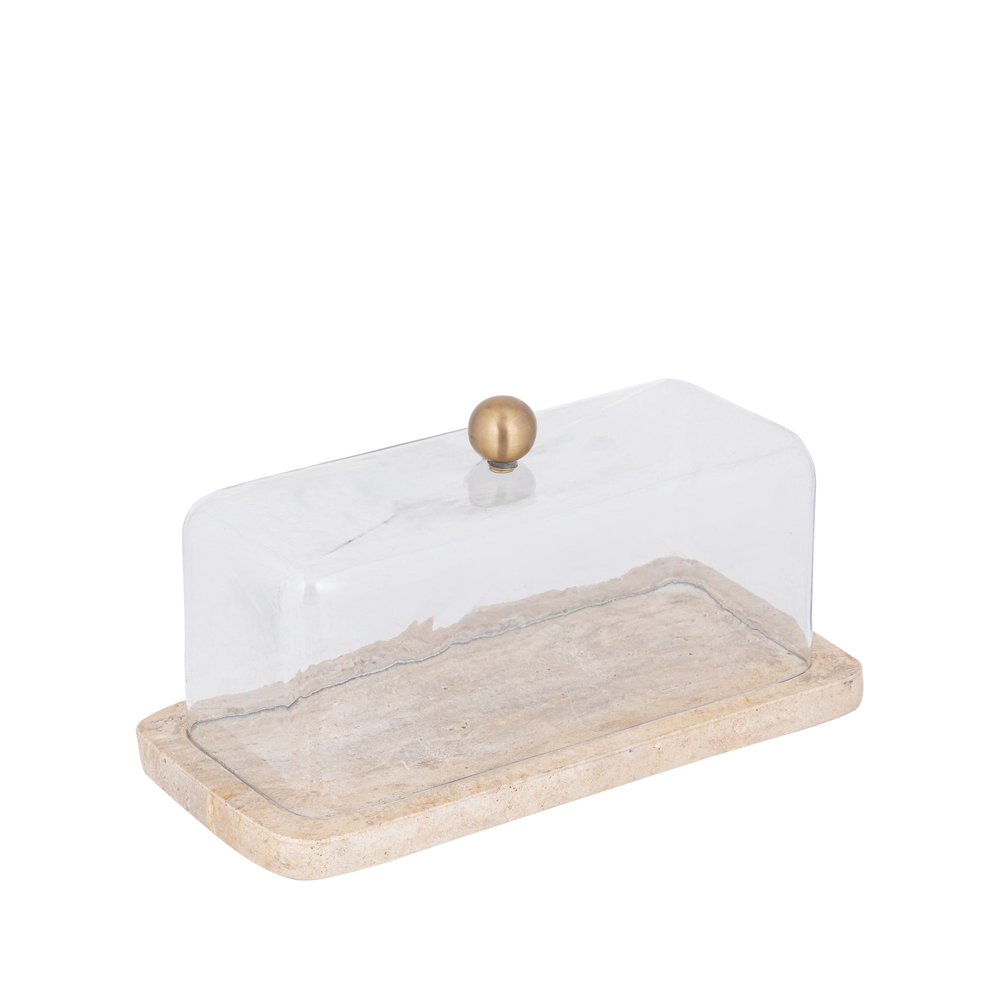 Lyron Natural travertine retangle glass bell