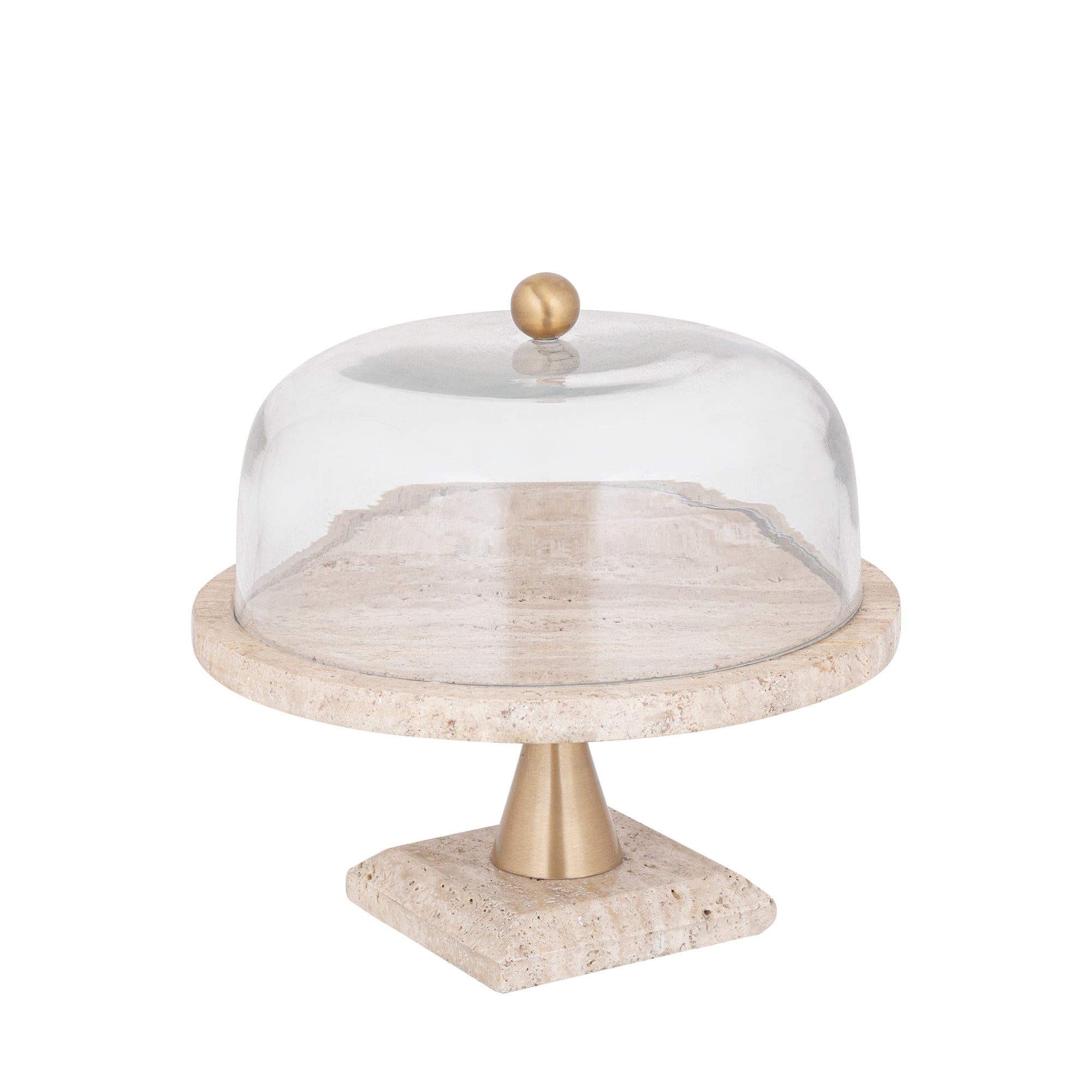 Lyron Natural travertine round glass bell L
