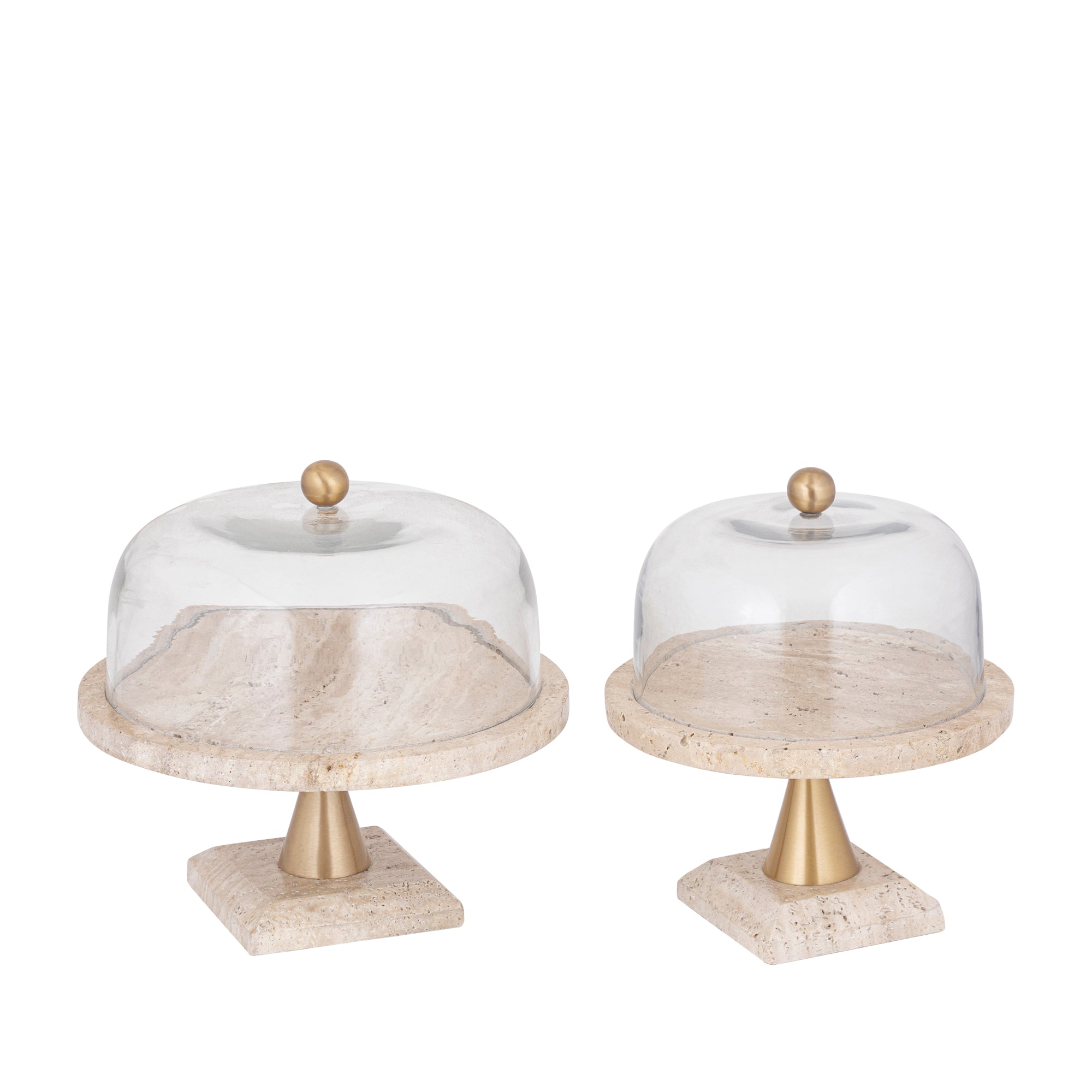 Lyron Natural travertine round glass bell L