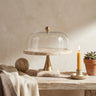 Lyron Natural travertine round glass bell L