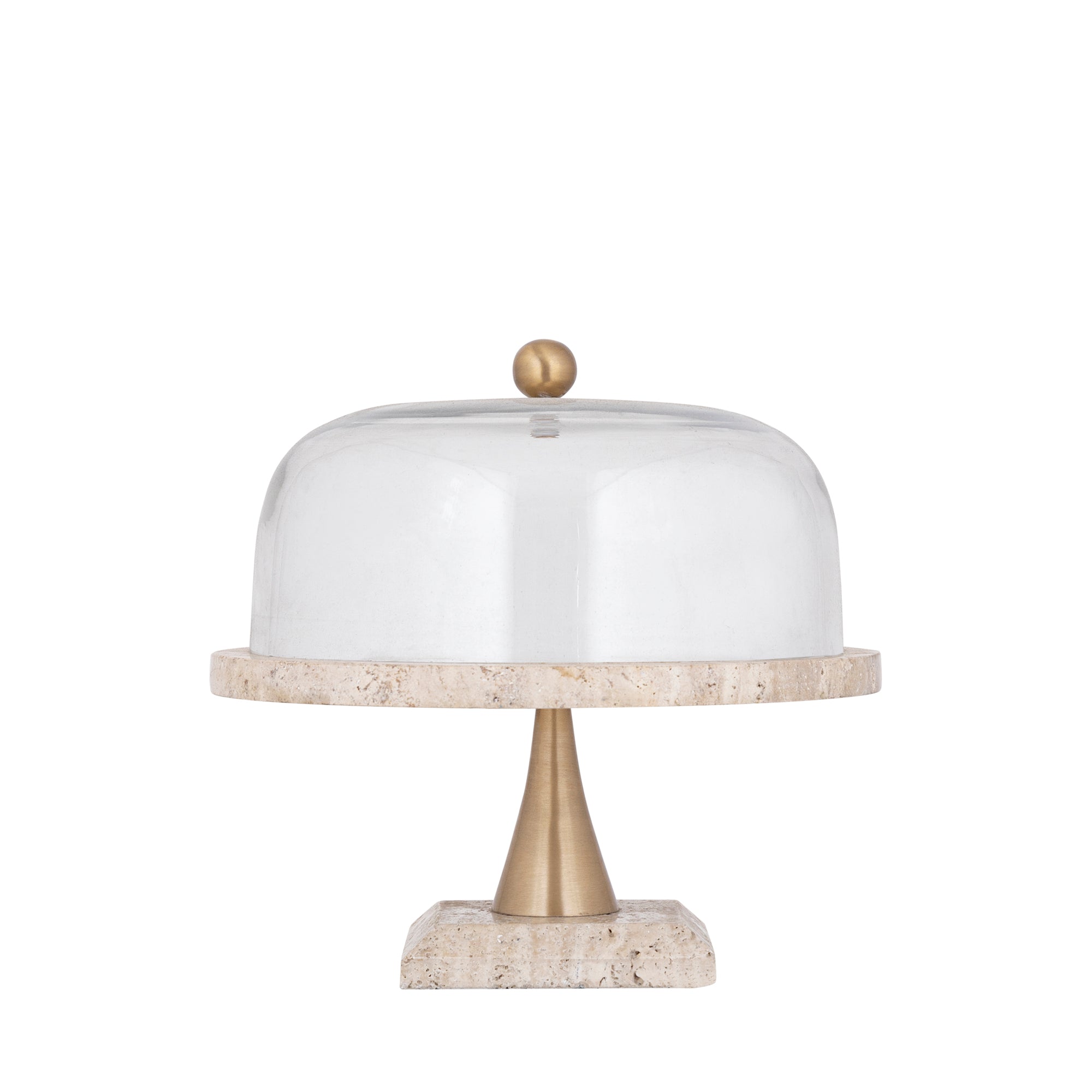 Lyron Natural travertine round glass bell L