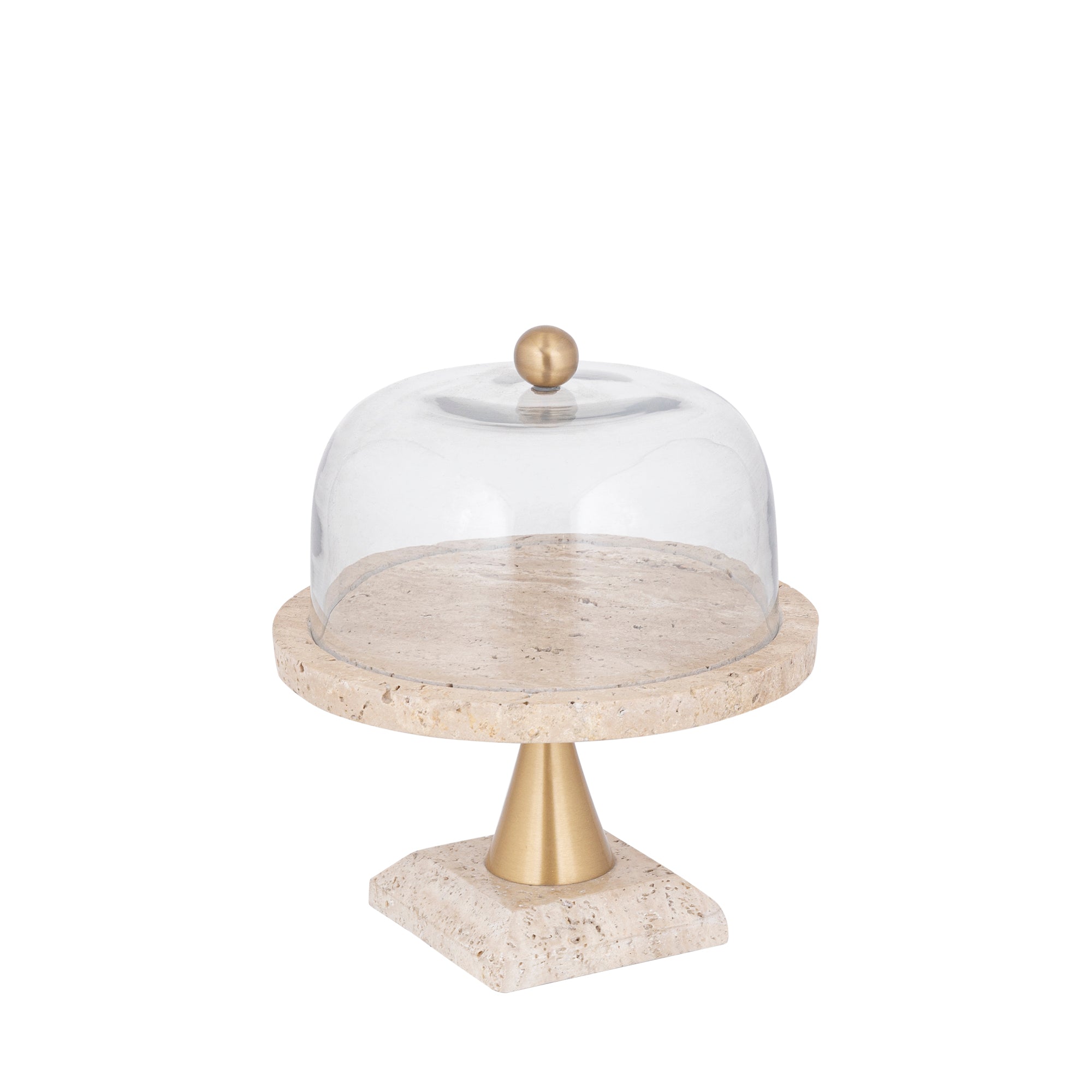Lyron Natural travertine round glass bell S