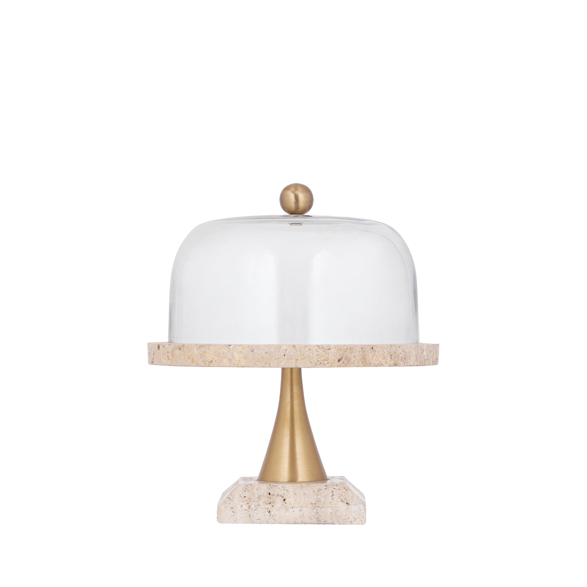 Lyron Natural travertine round glass bell S