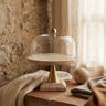 Lyron Natural travertine round glass bell S