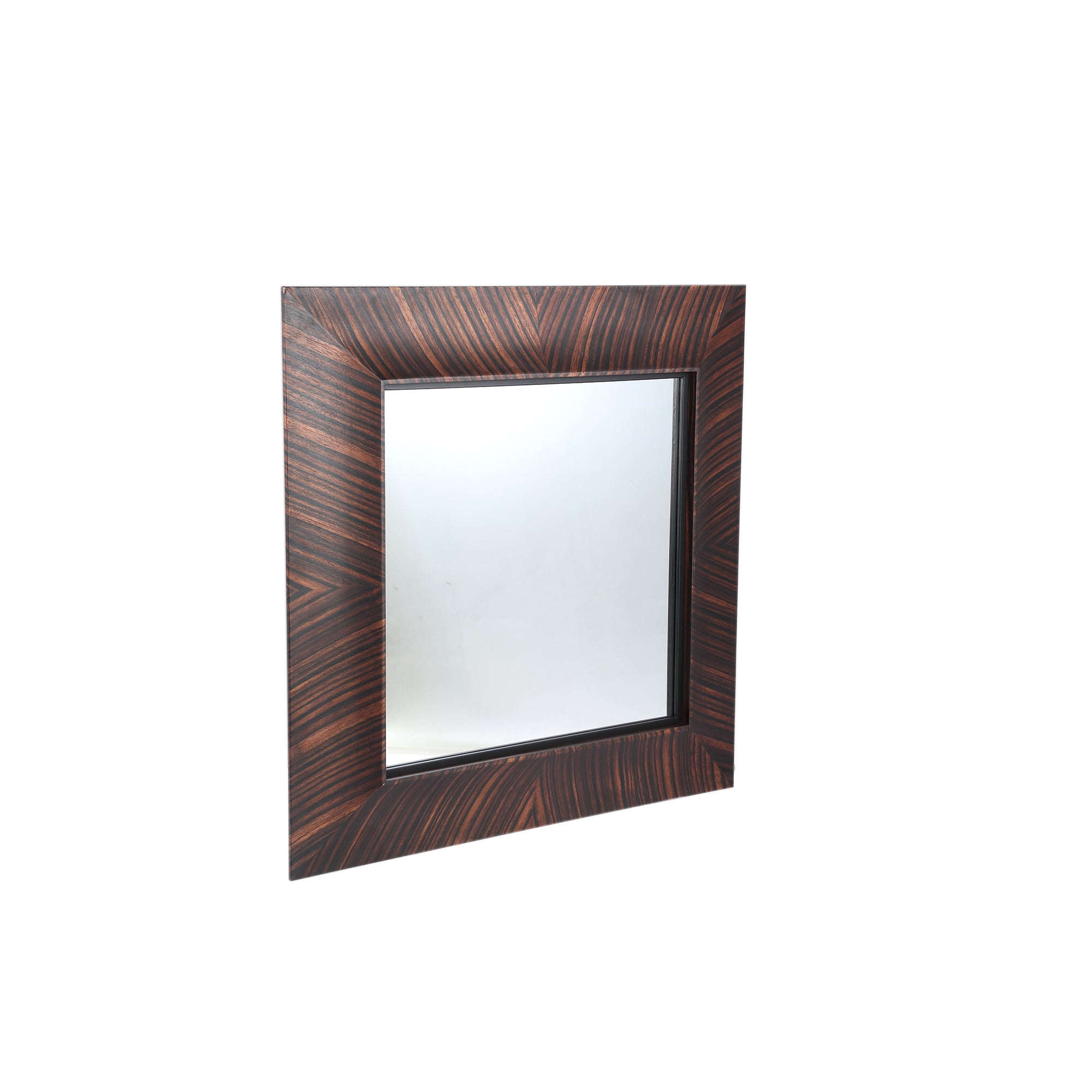 Gezzy Brown wood veneer mirror curl frame square