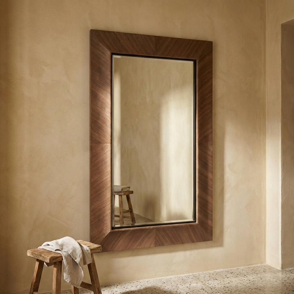 Gezzy Natural wood veneer mirror curl frame rect