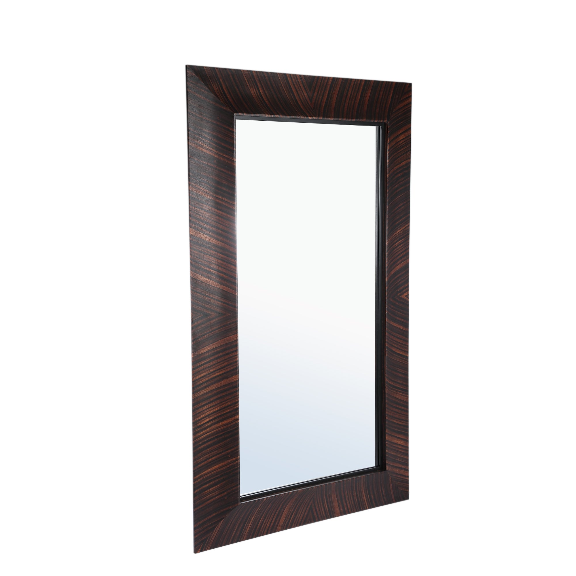 Gezzy Brown wood veneer mirror curl frame rect
