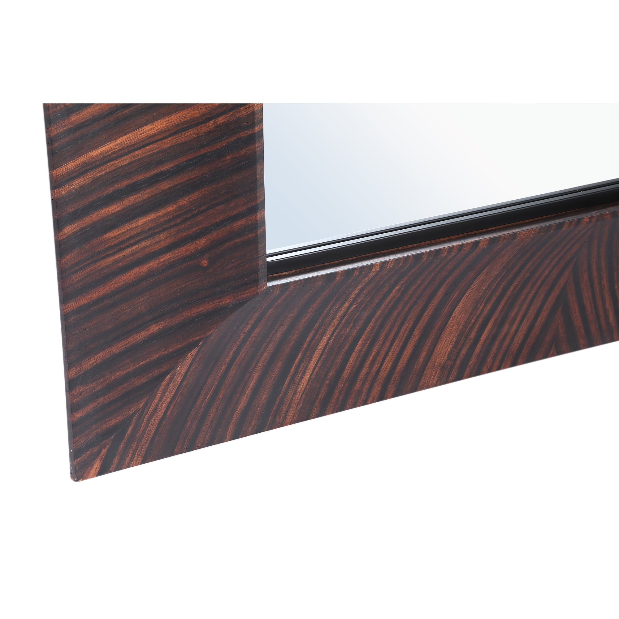 Gezzy Brown wood veneer mirror curl frame rect