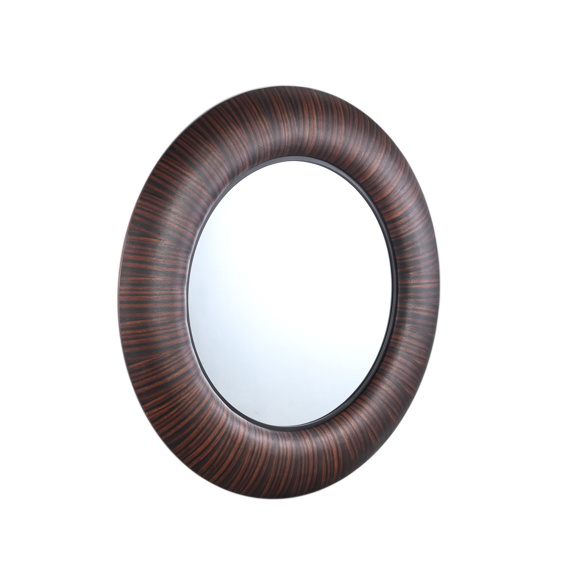 Gezzy Brown wooden veneer mirror thick frame round