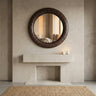 Gezzy Brown wooden veneer mirror thick frame round