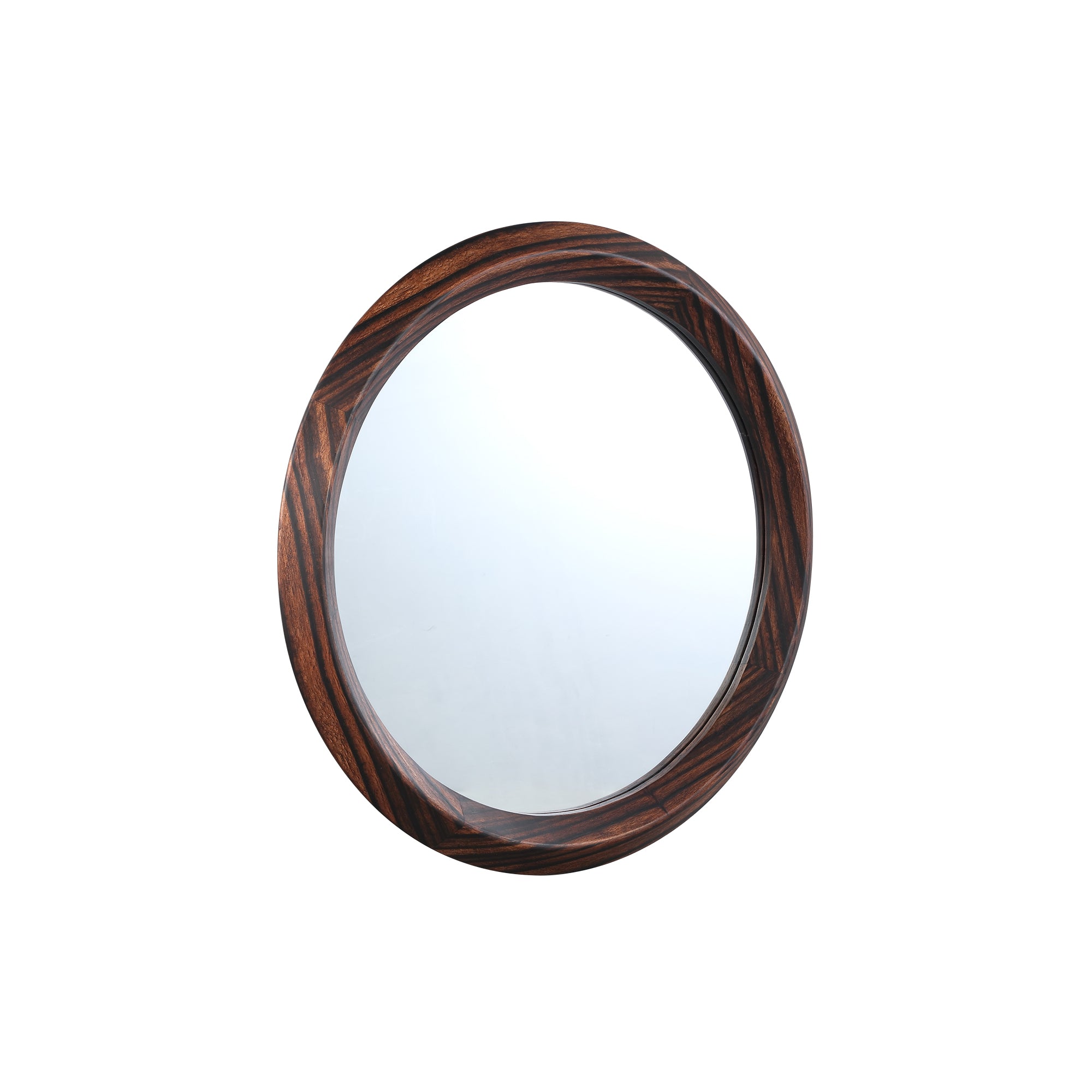 Nibbi Brown wooden veneer mirror twist round frame