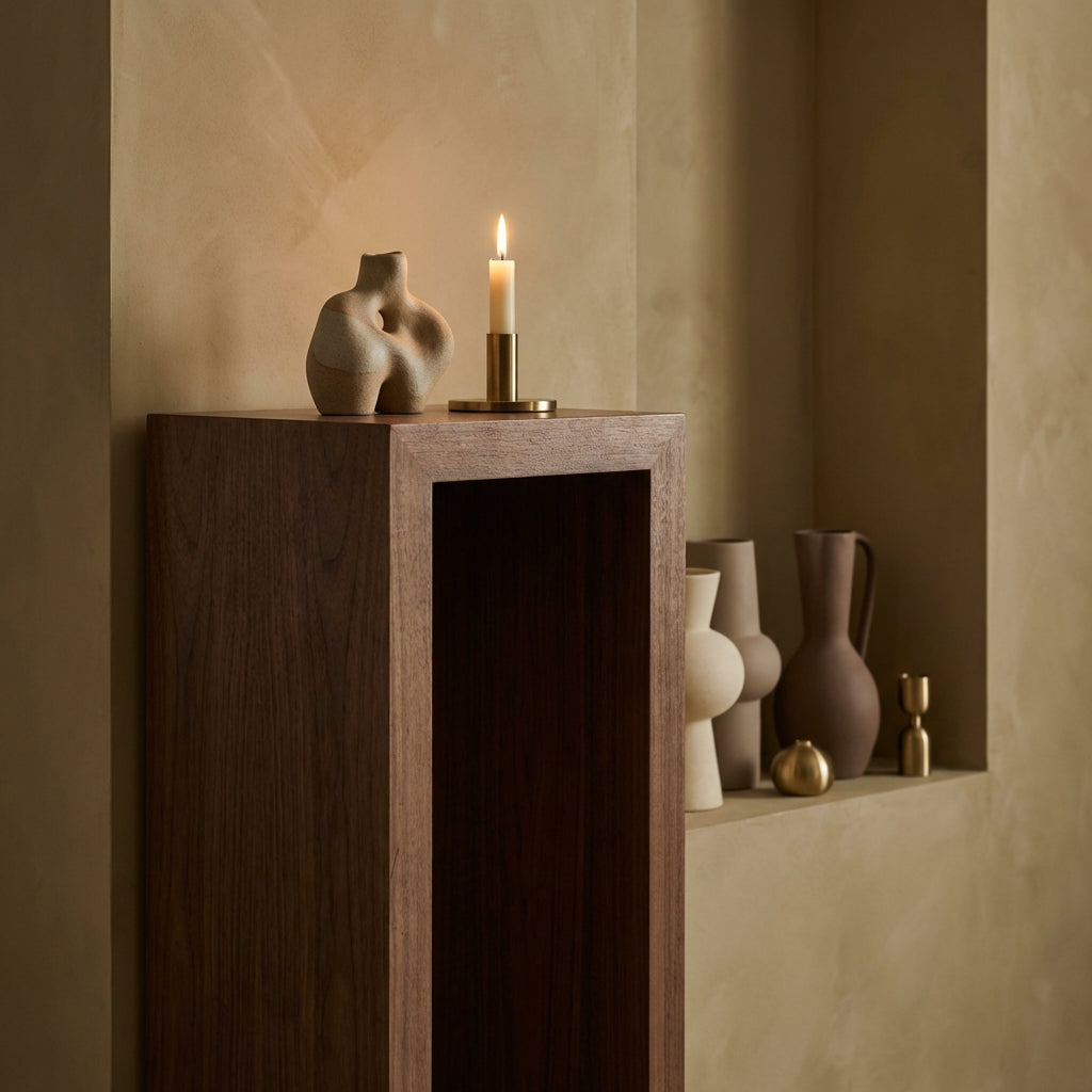 Tiess Natural wooden veneer pedestal open