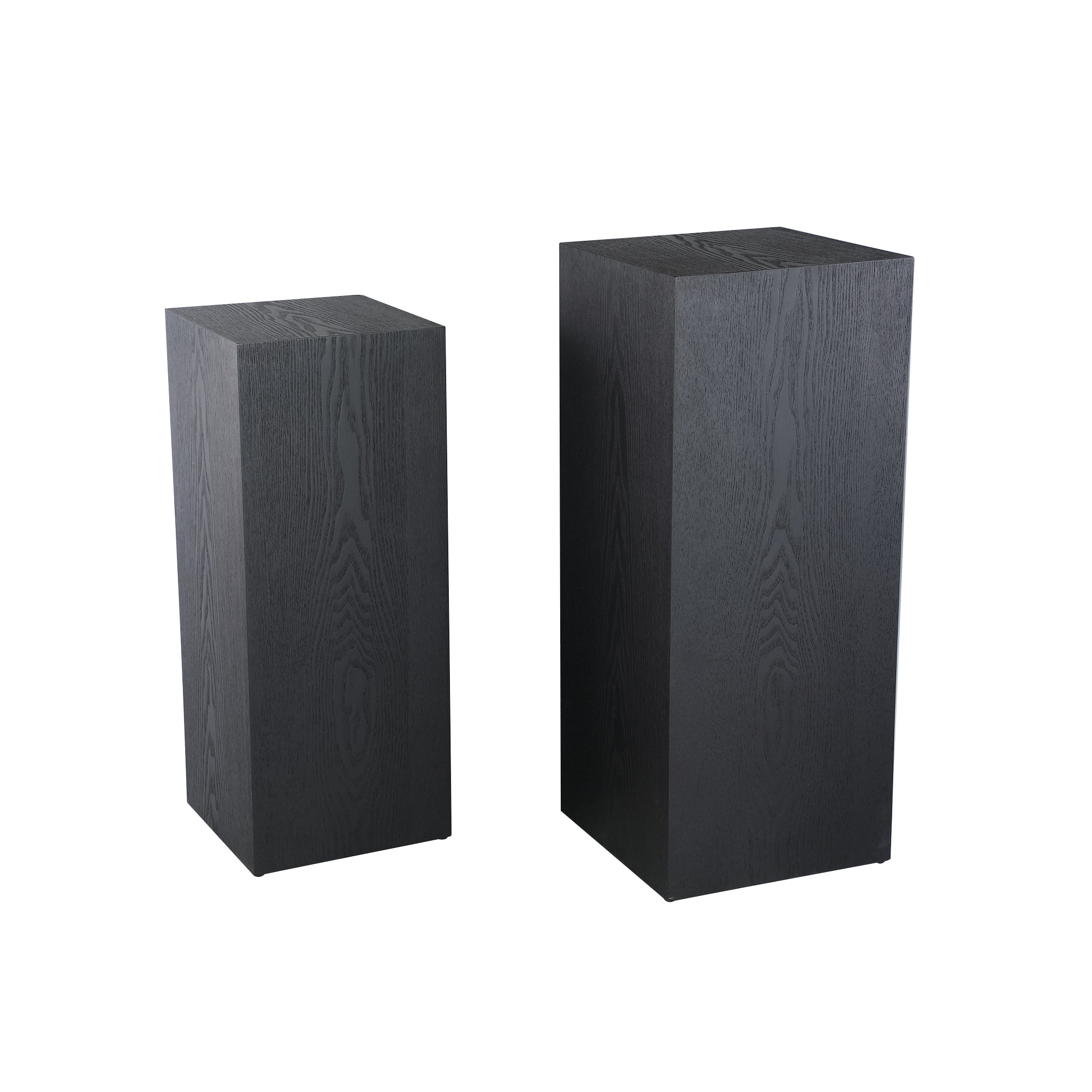 Tiess Black wooden veneer pedestal set of 2