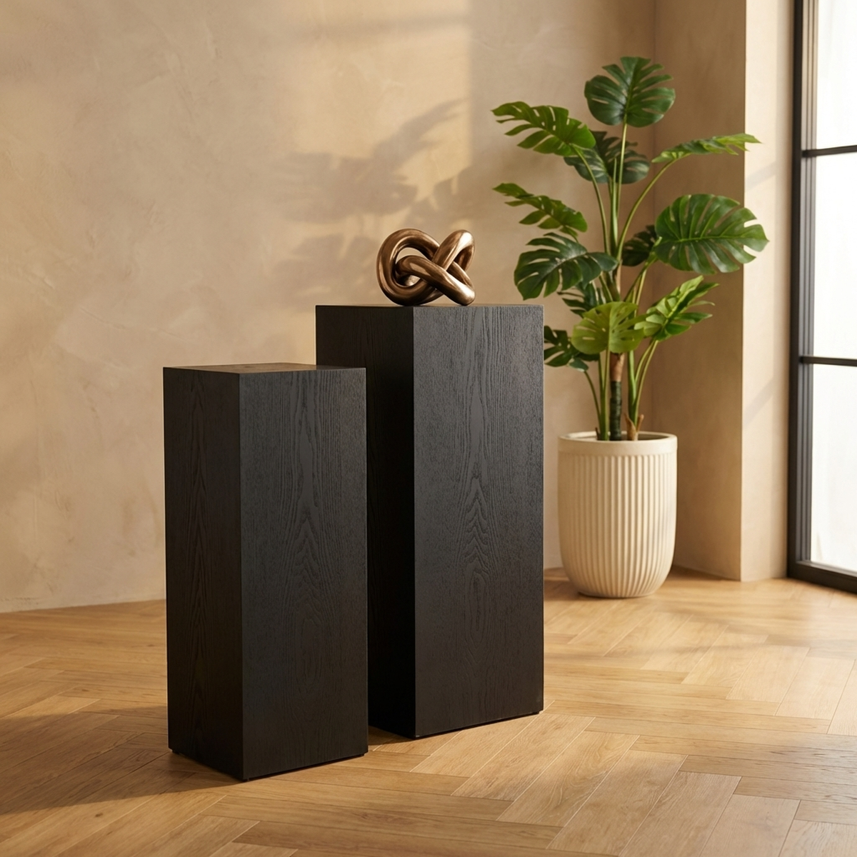 Piédestal Tiess — Noir Bois Placage Set de 2 — Vue lifestyle