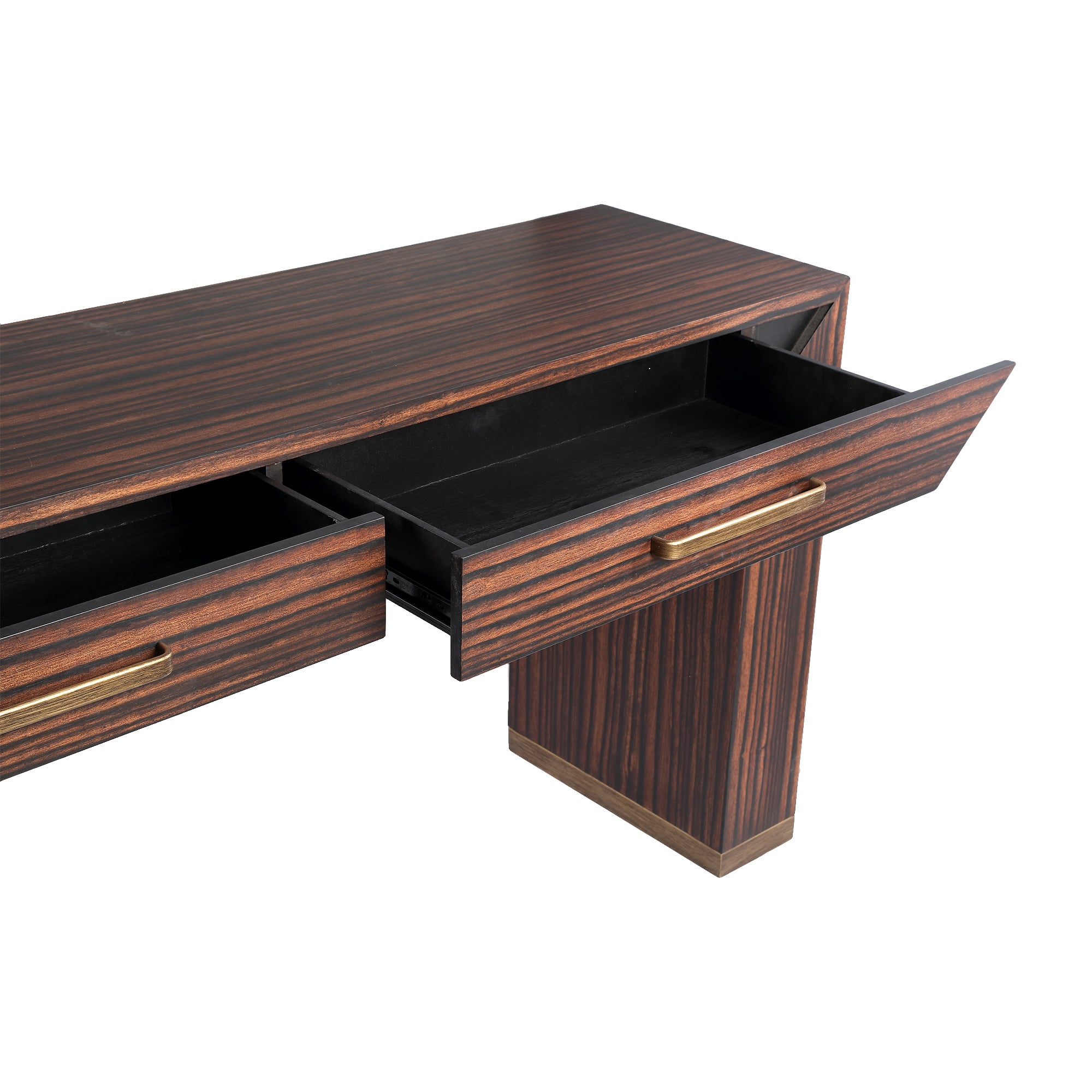 Tiess Brown wooden veneer cabinet 2 drawers - Photo 4
