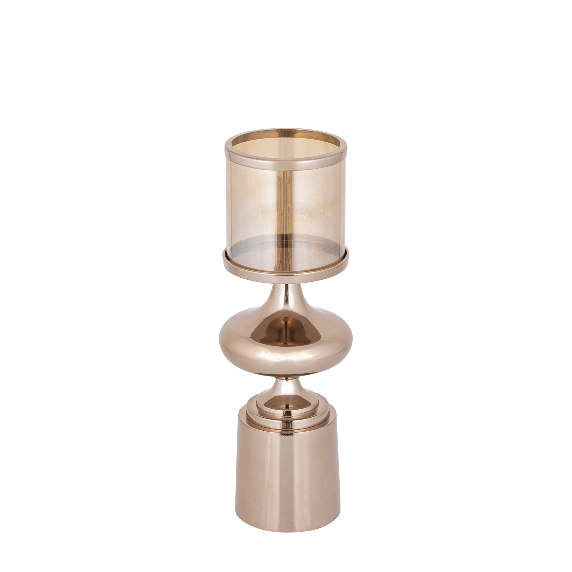 Uvira Bougeoirs en verre — Browngold Alu Stormlight Amber Luster - Marron