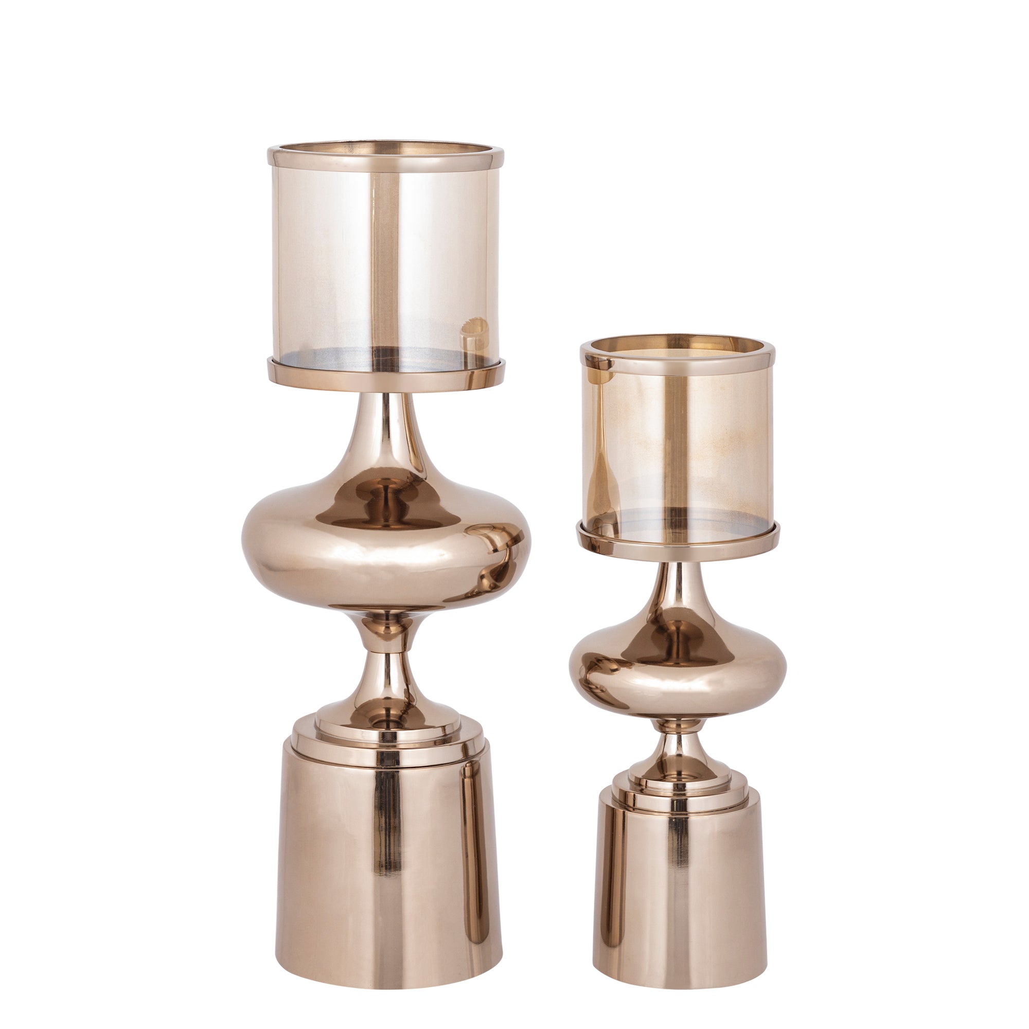 Uvira Bougeoirs en verre — Browngold Alu Stormlight Amber Luster - Marron