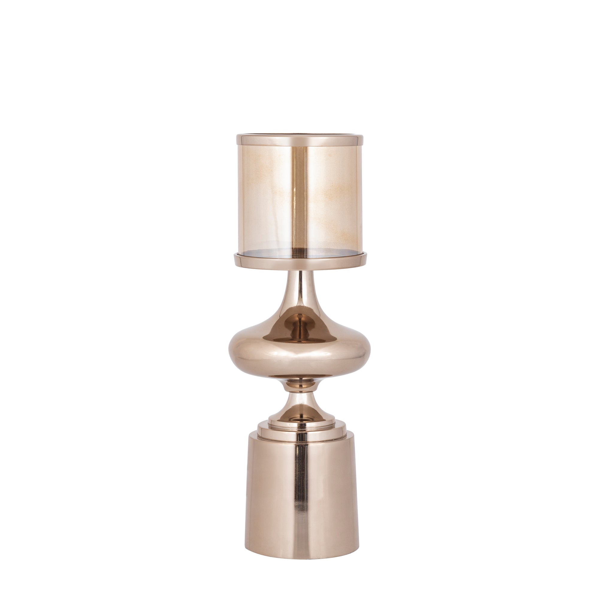 Uvira Bougeoirs en verre — Browngold Alu Stormlight Amber Luster - Marron