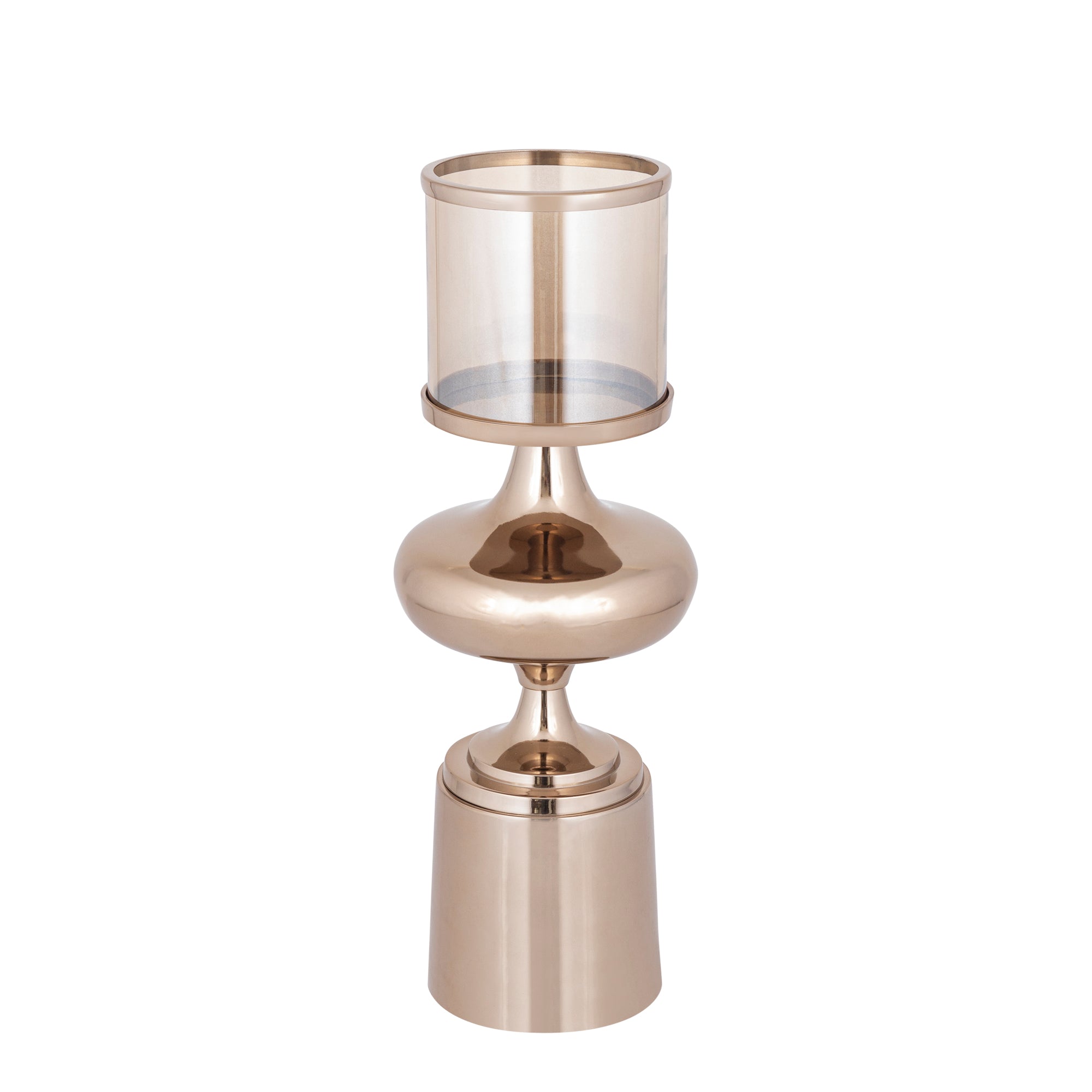 Uvira Bougeoirs en verre — Browngold Alu Stormlight Amber Luster - Marron