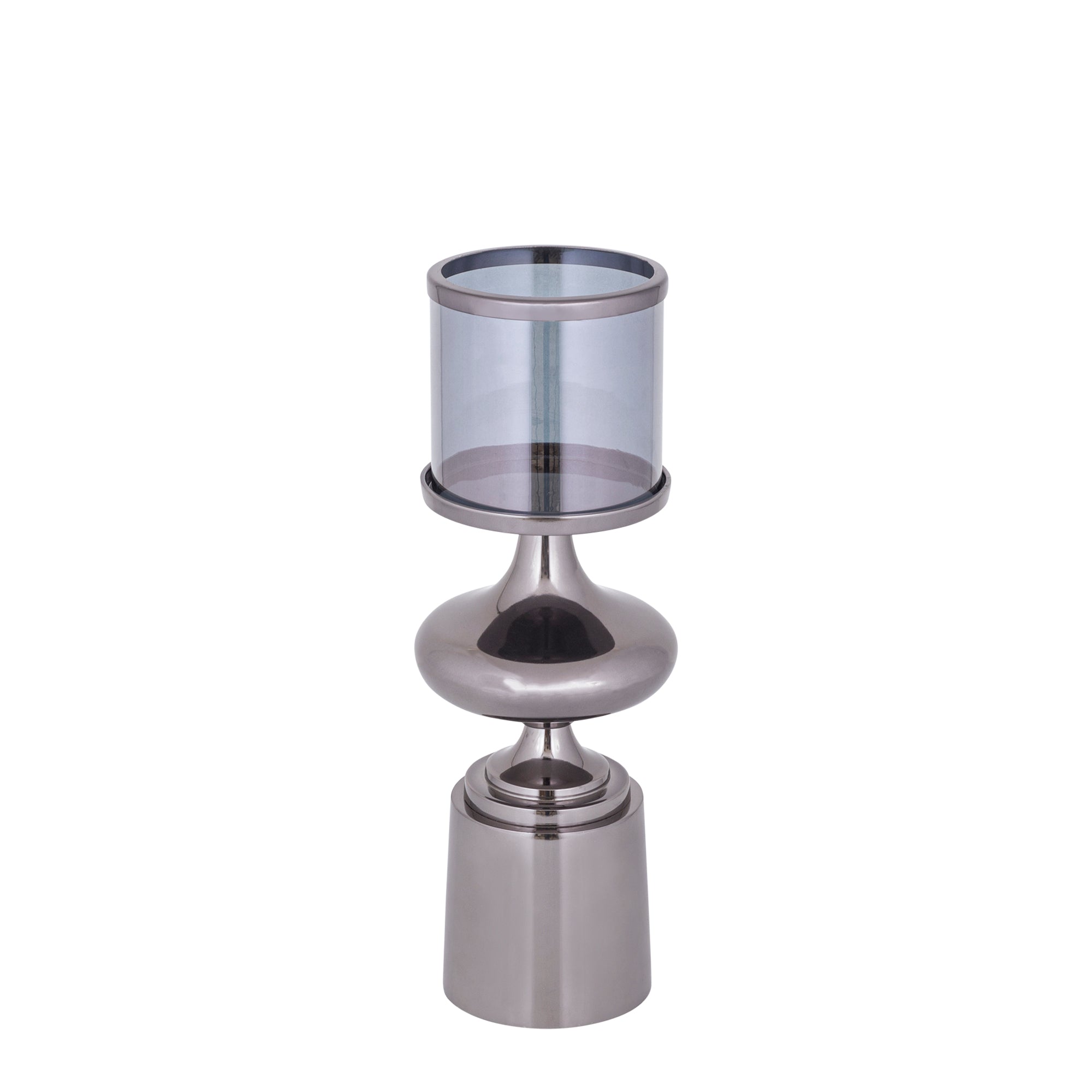 Uvira Bougeoirs en verre — Gunmetal Aluminum Stormlight Grey Luster - Noir