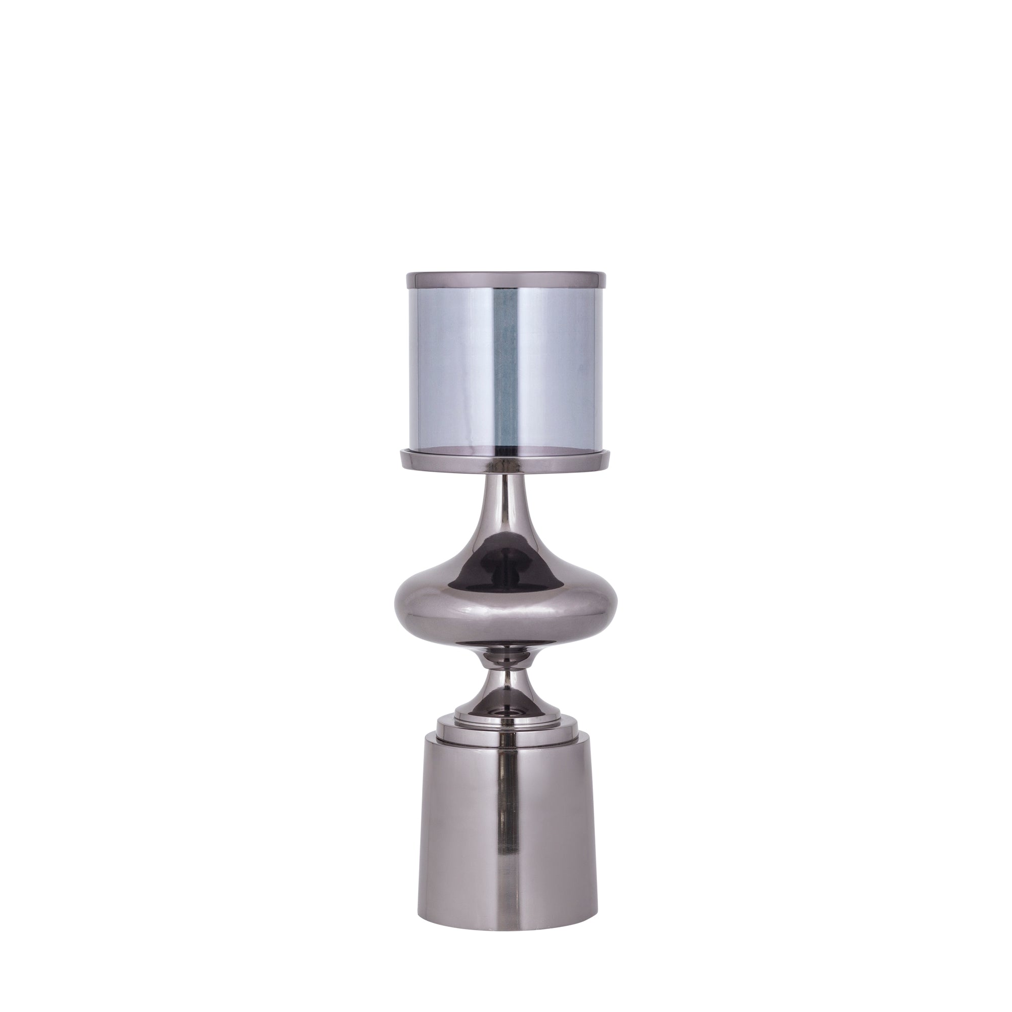 Uvira Bougeoirs en verre — Gunmetal Aluminum Stormlight Grey Luster - Noir