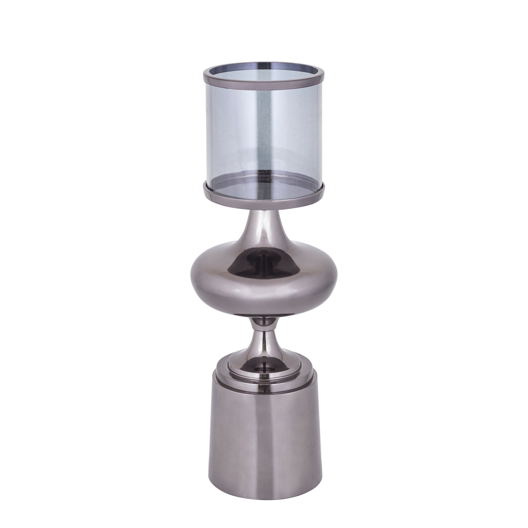 Uvira Bougeoirs en verre — Gunmetal Aluminum Stormlight Grey Luster - Noir