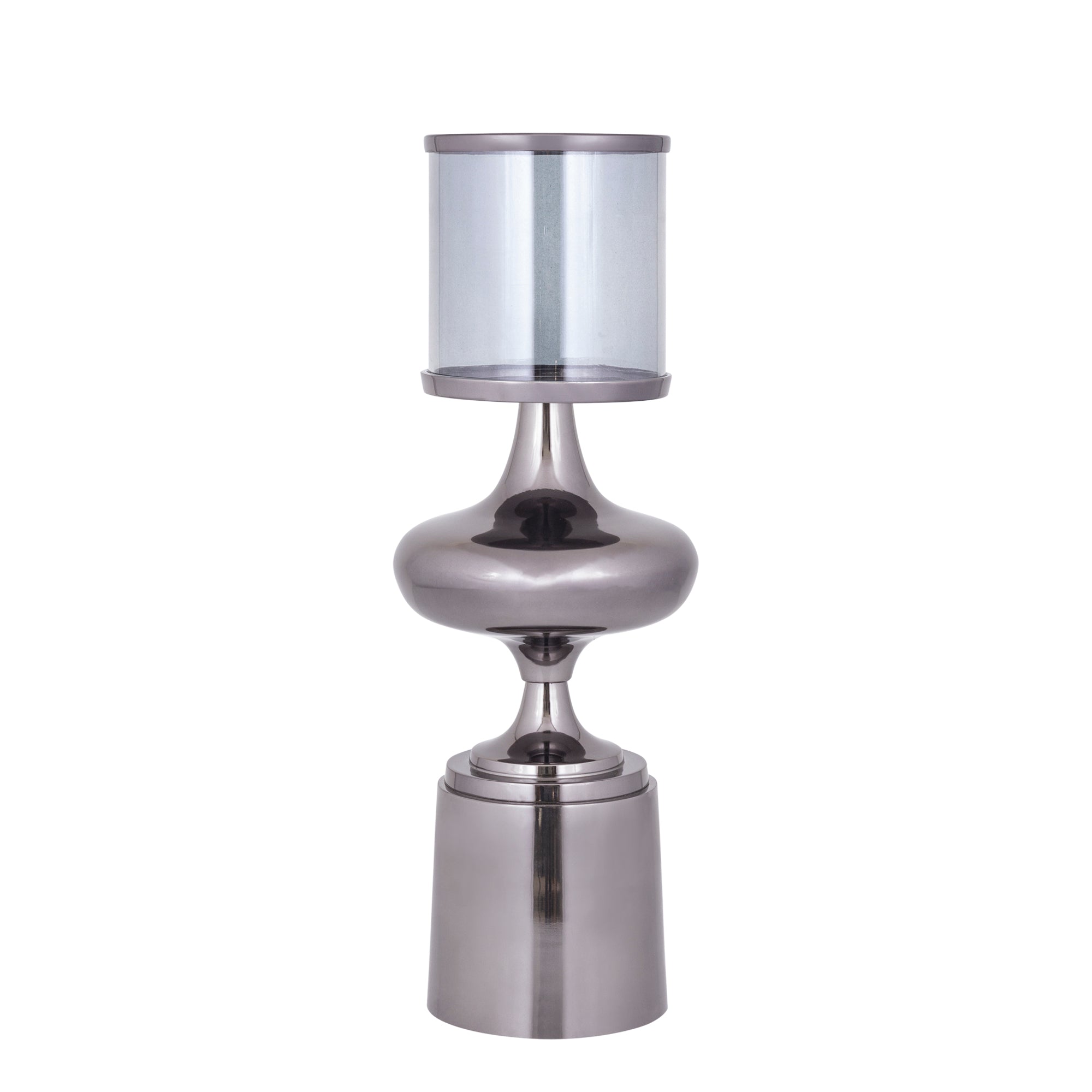 Uvira Bougeoirs en verre — Gunmetal Aluminum Stormlight Grey Luster - Noir