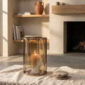 Bougeoir Jarie — Verre Marron Doré Inox