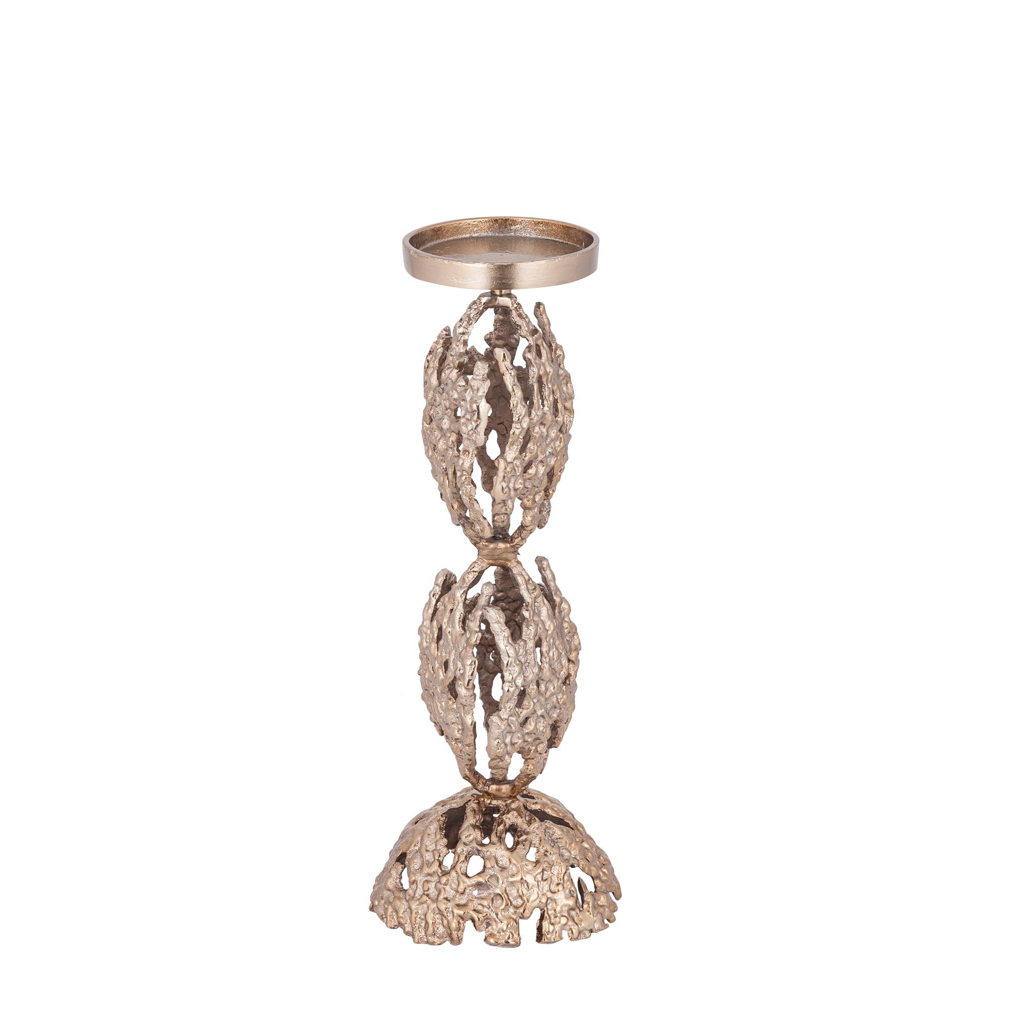 Barrie Chandeliers en aluminium — Browngold Alu Rough Candleholder Round - Marron