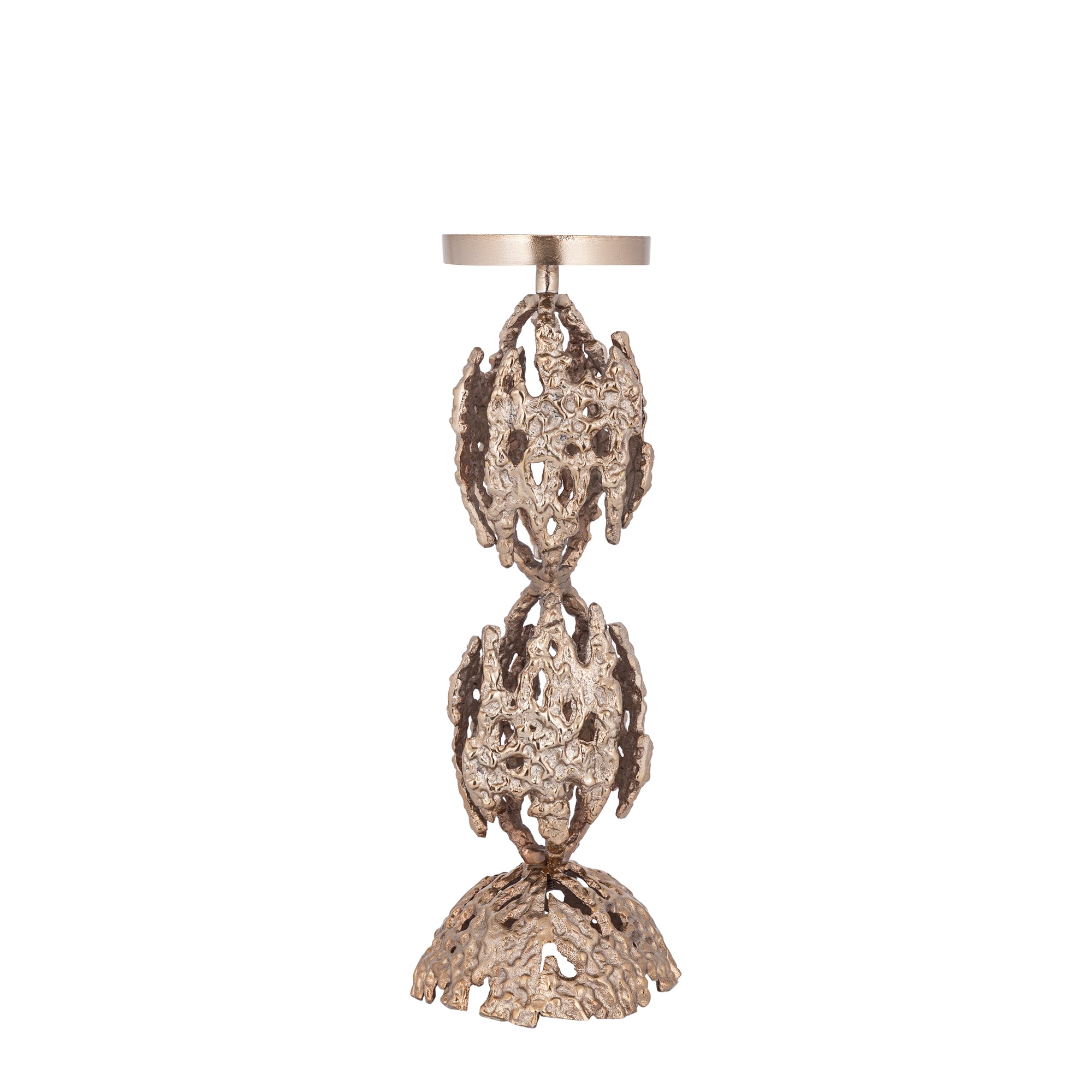 Barrie Chandeliers en aluminium — Browngold Alu Rough Candleholder Round - Marron