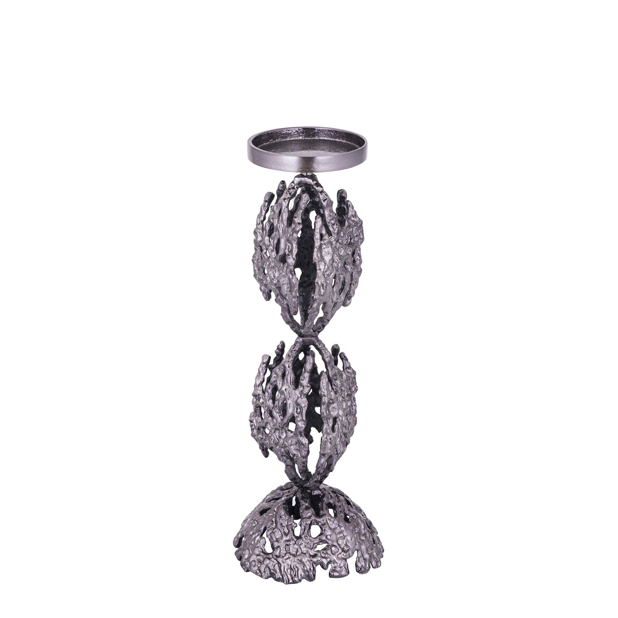 Barrie Chandeliers en aluminium — Gunmetal Alu Rough Candleholder Round - Noir