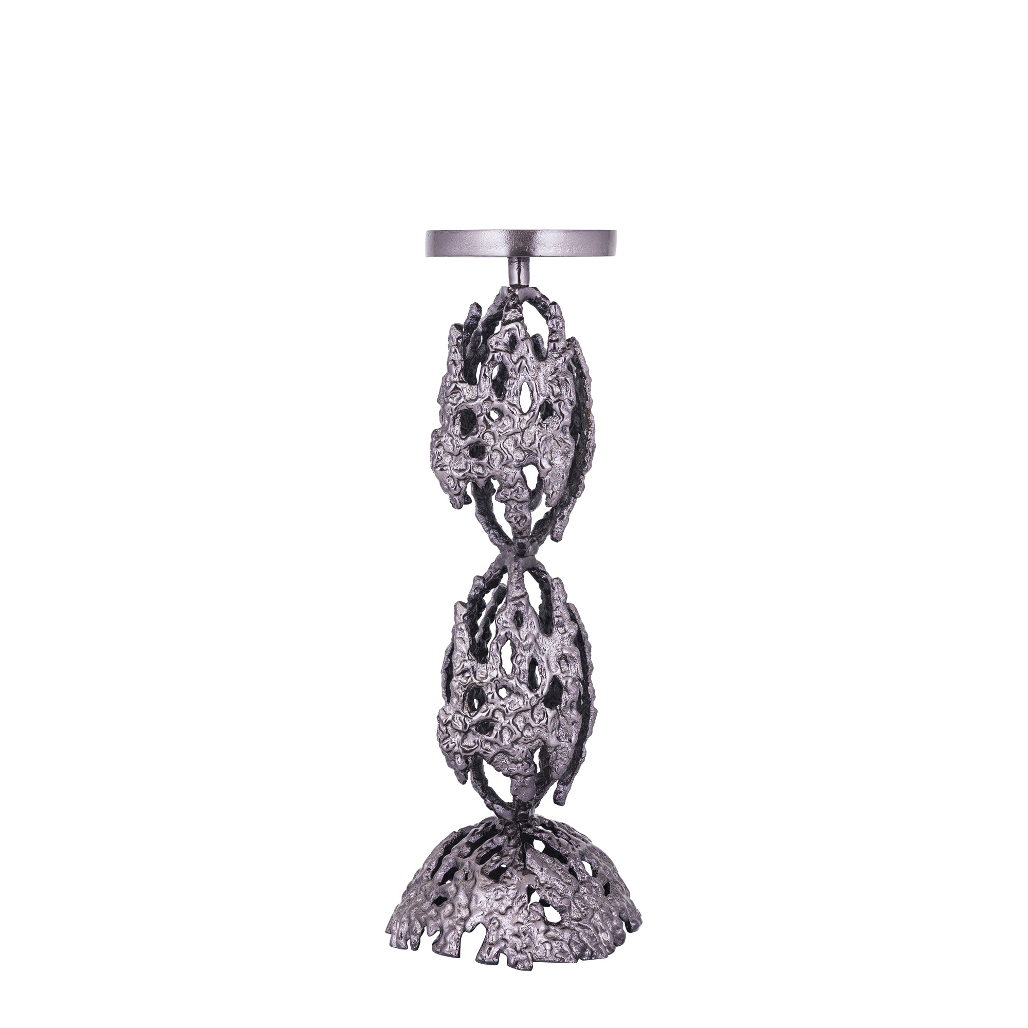 Barrie Chandeliers en aluminium — Gunmetal Alu Rough Candleholder Round - Noir
