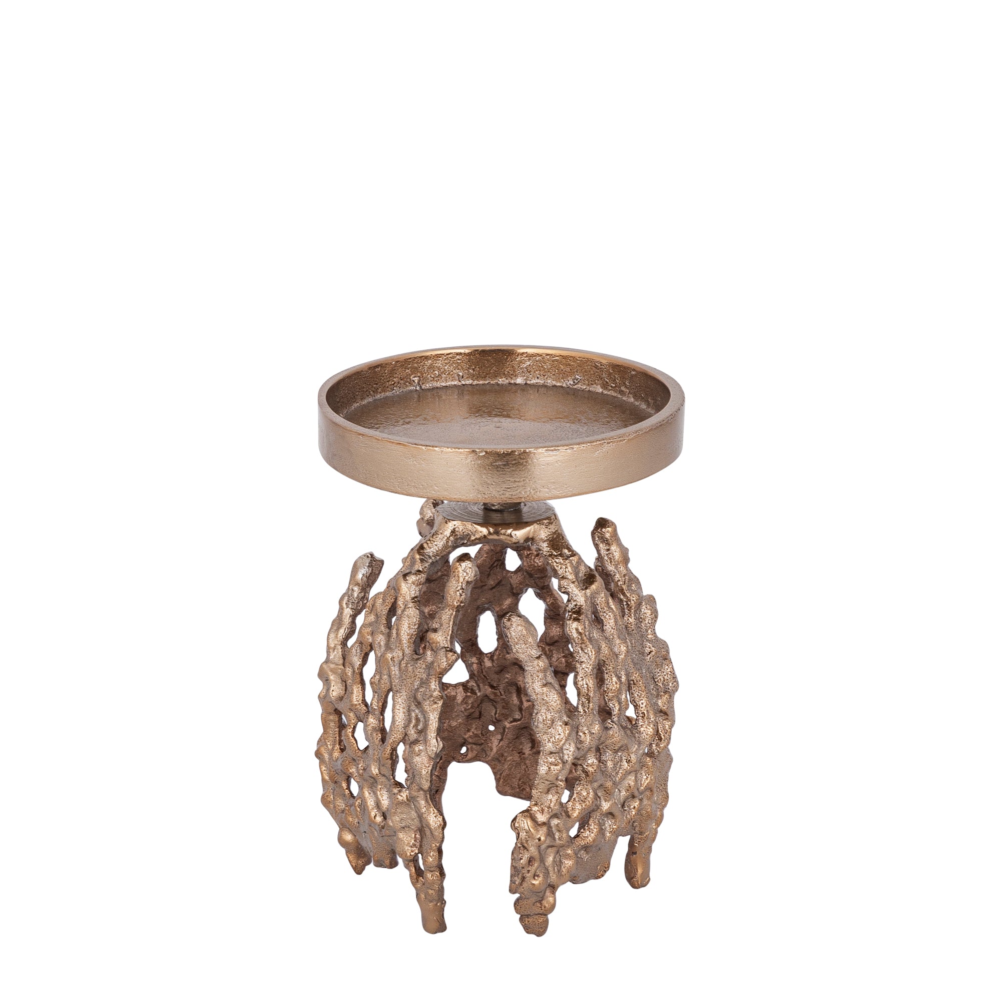 Barrie Chandeliers en aluminium — Browngold Alu Rough Candleholder Round - Marron