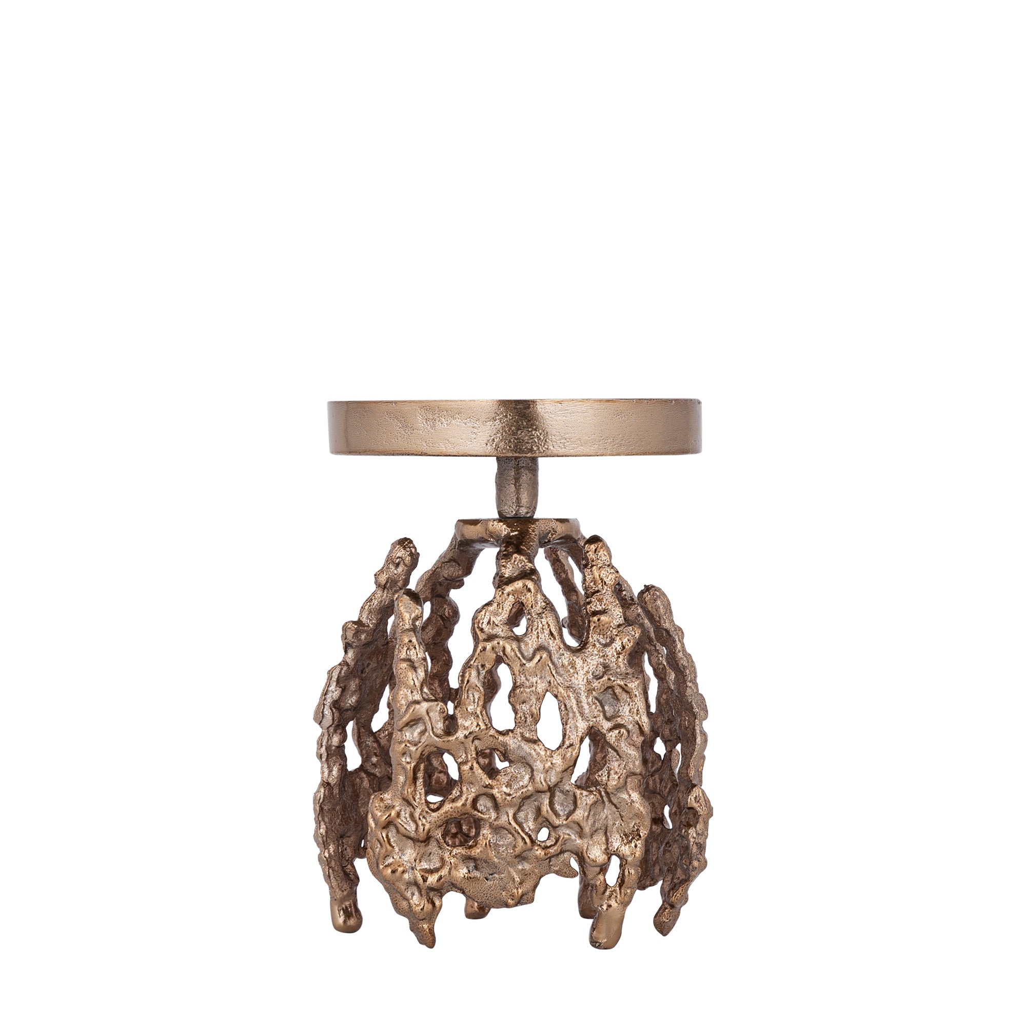 Barrie Chandeliers en aluminium — Browngold Alu Rough Candleholder Round - Marron