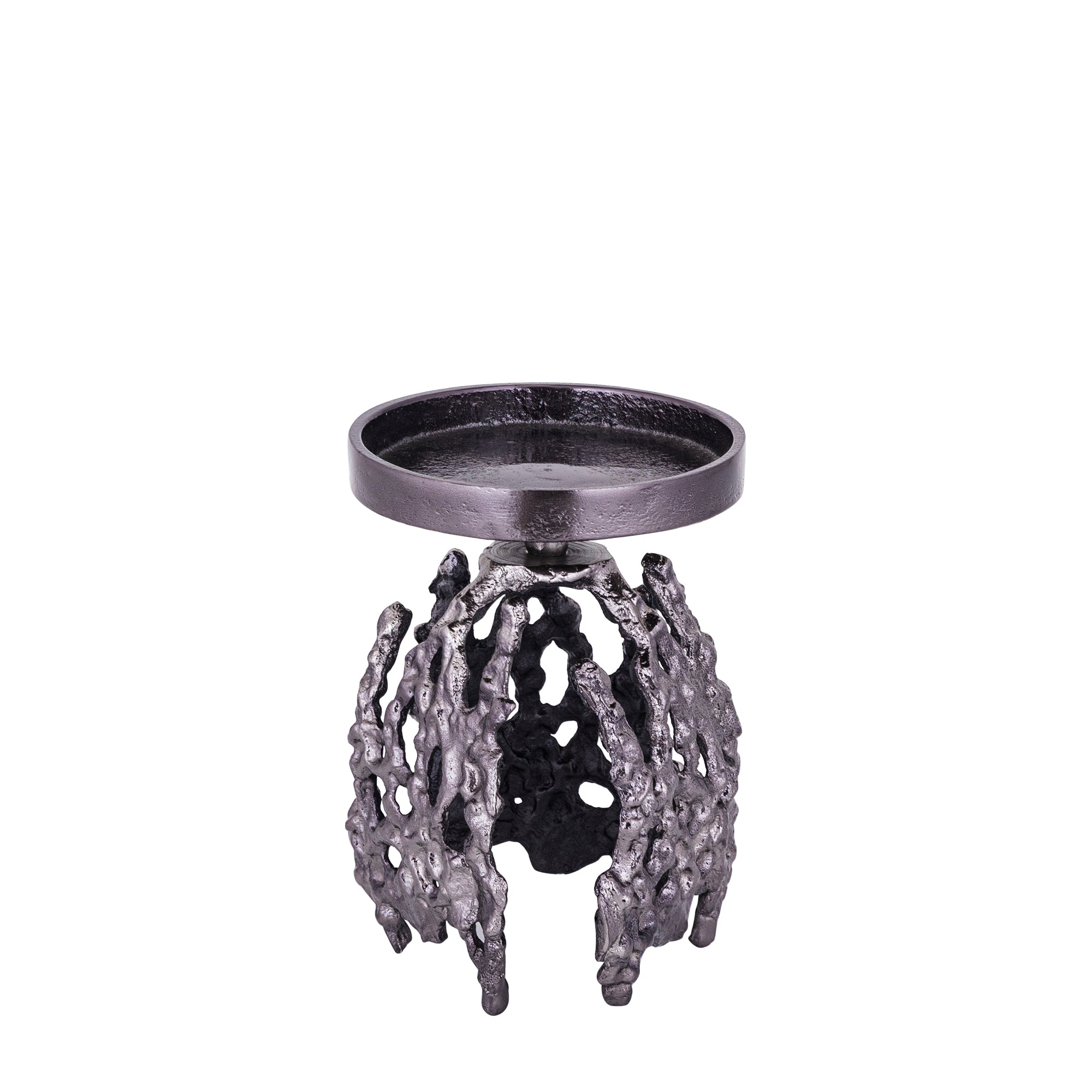 Barrie Chandeliers en aluminium — Gunmetal Alu Rough Candleholder Round - Noir