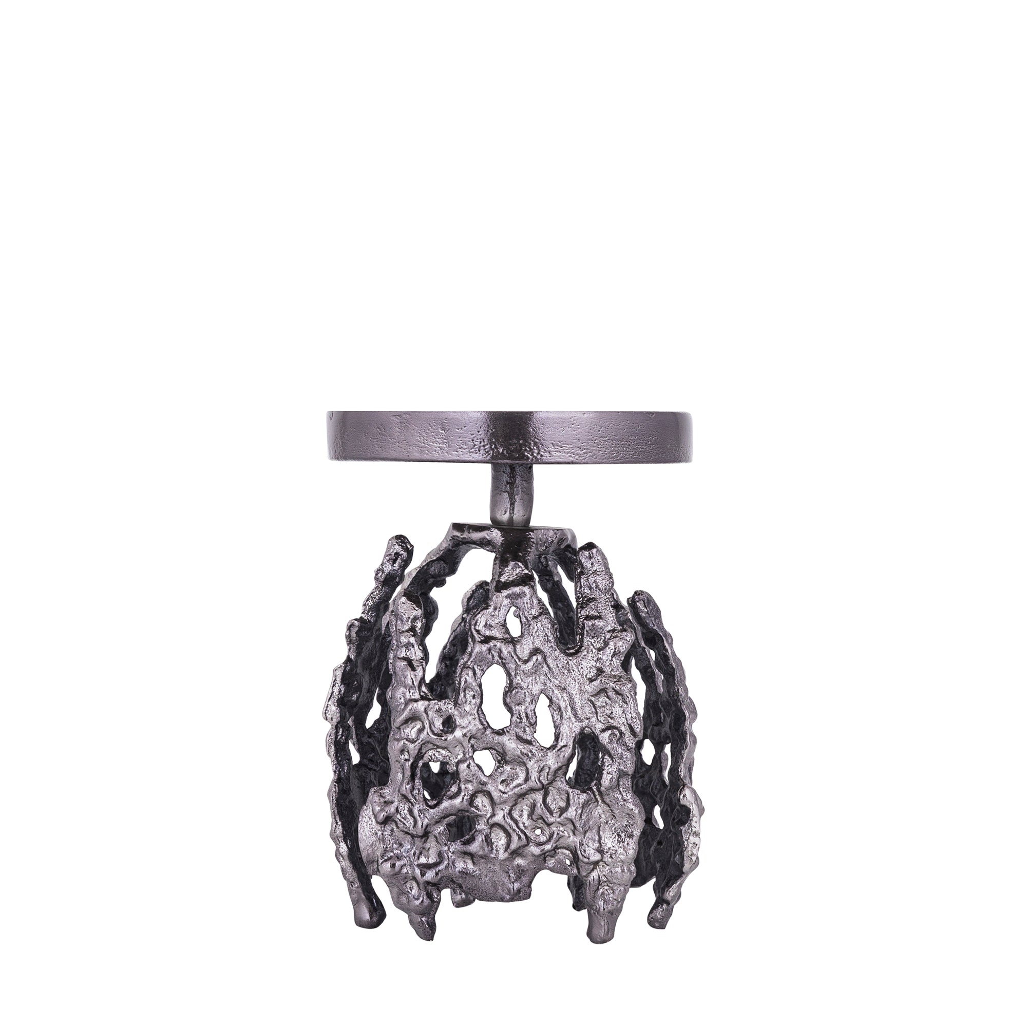 Barrie Chandeliers en aluminium — Gunmetal Alu Rough Candleholder Round - Noir