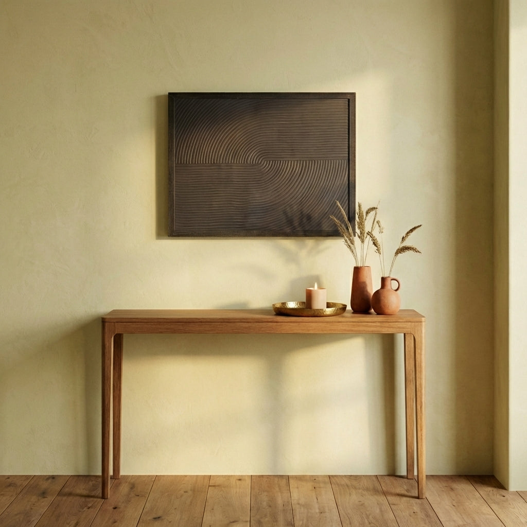 Elasah Black wooden rect wall panel line pattern