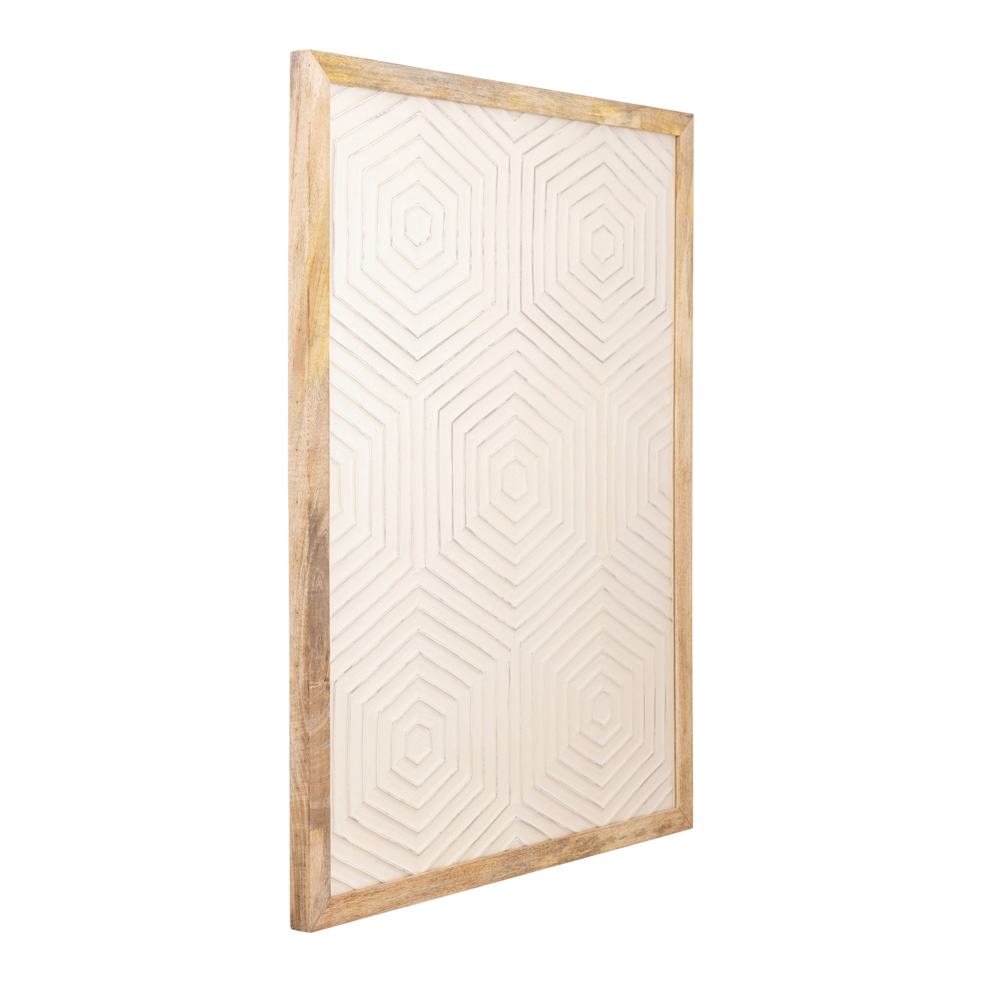 Elasah Cream wooden rect wall panel hexagon