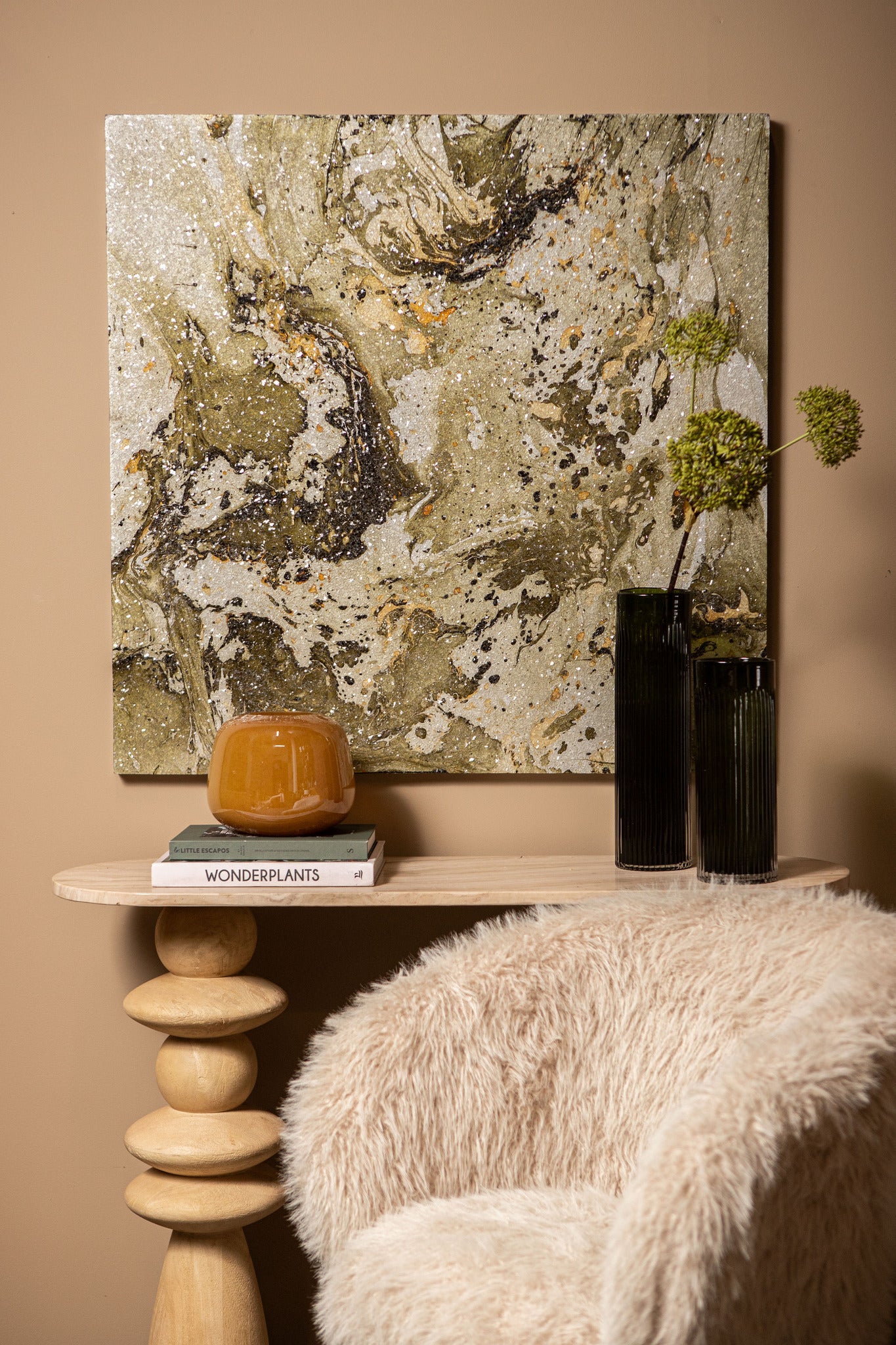 Eaven Green marble look glass mozaic wall panel