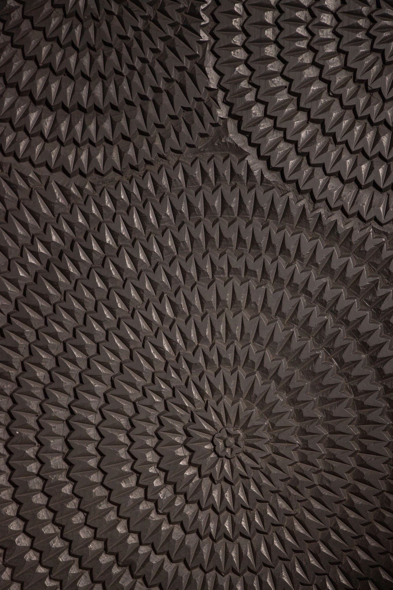 Levya Black wooden rect wall panel round pattern