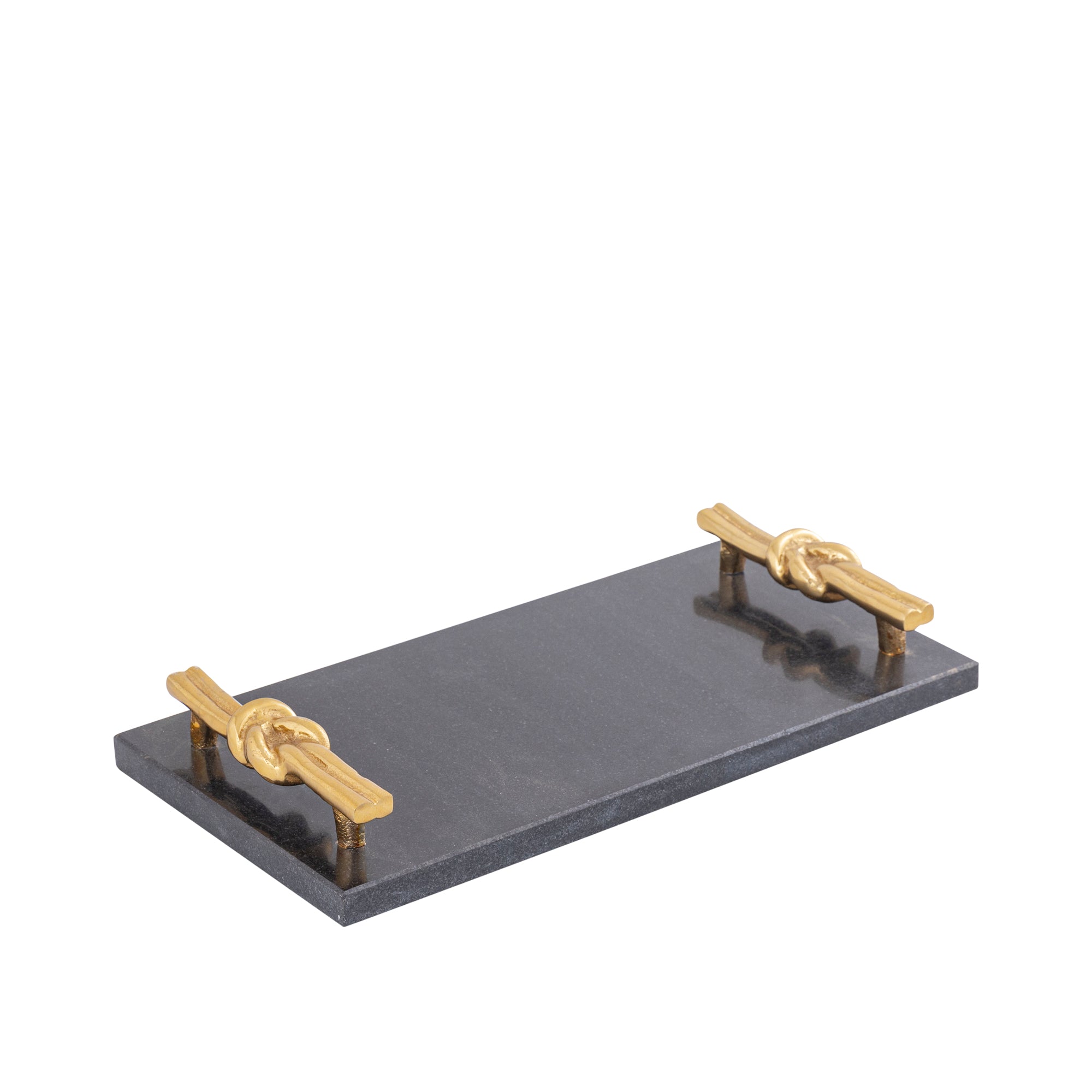 Aimie Black marble tray with golden knot handle