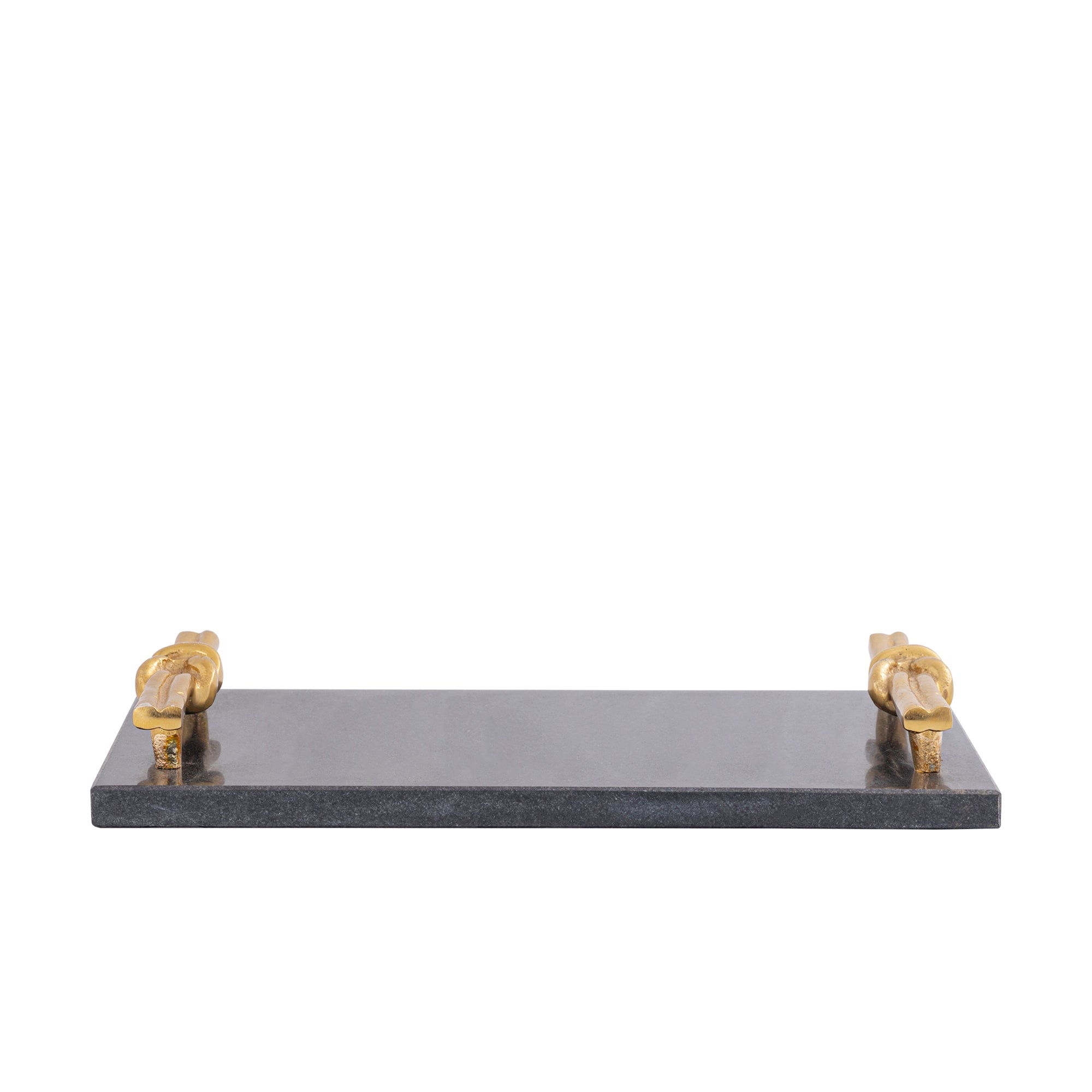 Aimie Black marble tray with golden knot handle