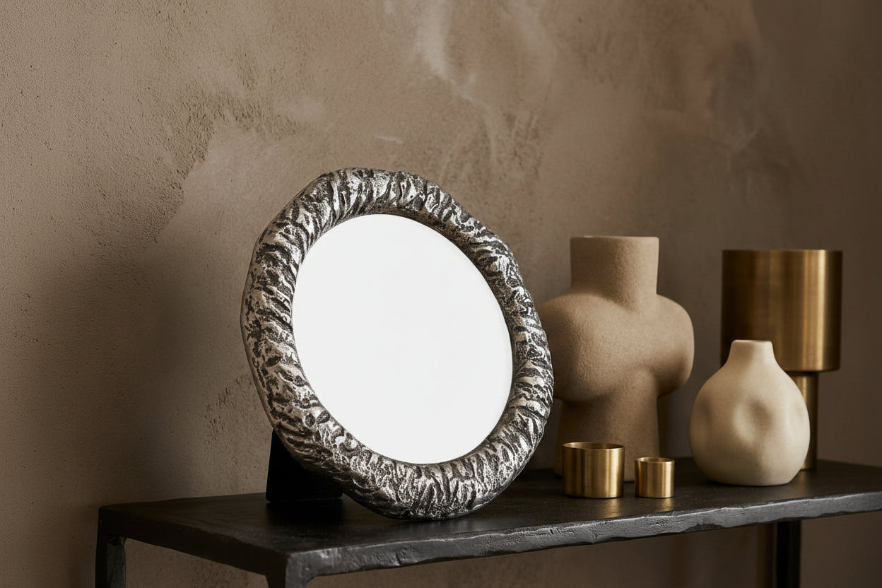 Paislie Nickel casted alu photoframe round