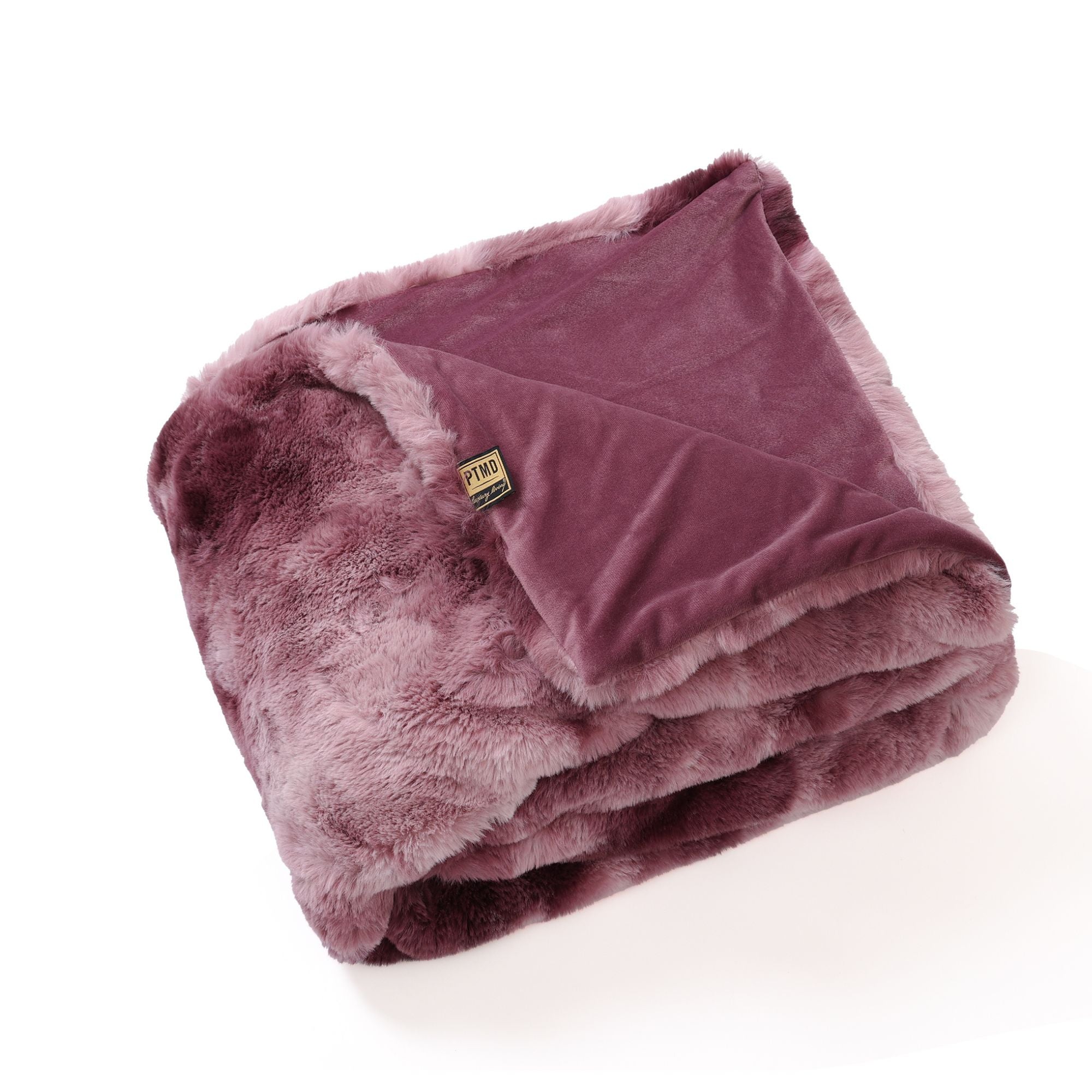 Linde Burgundy faux fur plaid in giftbox 150 x 200 — vue 2 | Häus