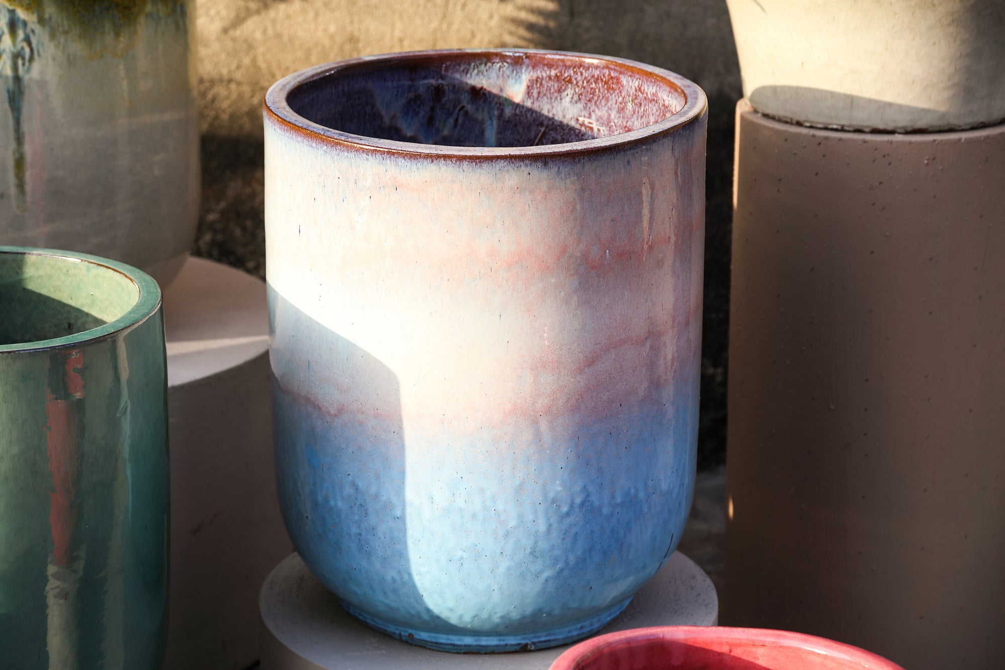 Rozay Pot en céramique - Bleu