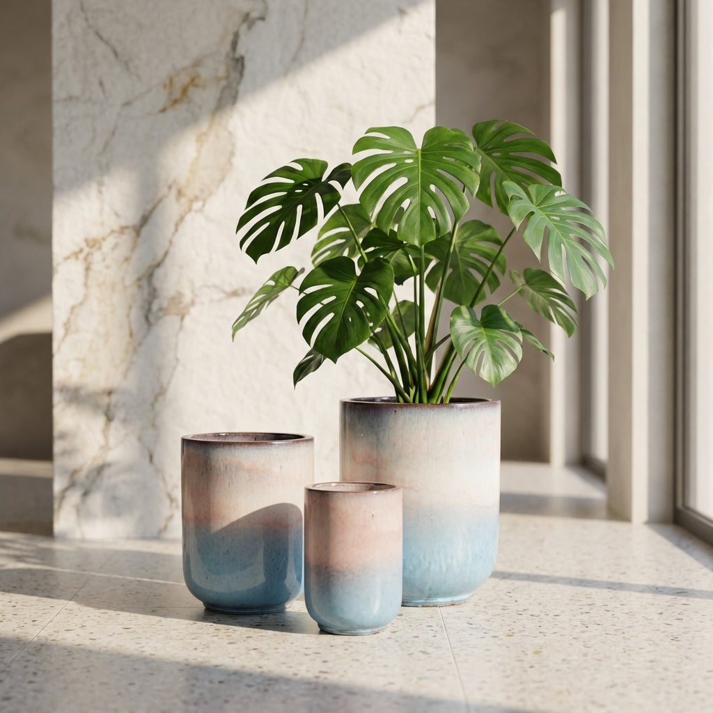 Rozay Pot en céramique - Bleu