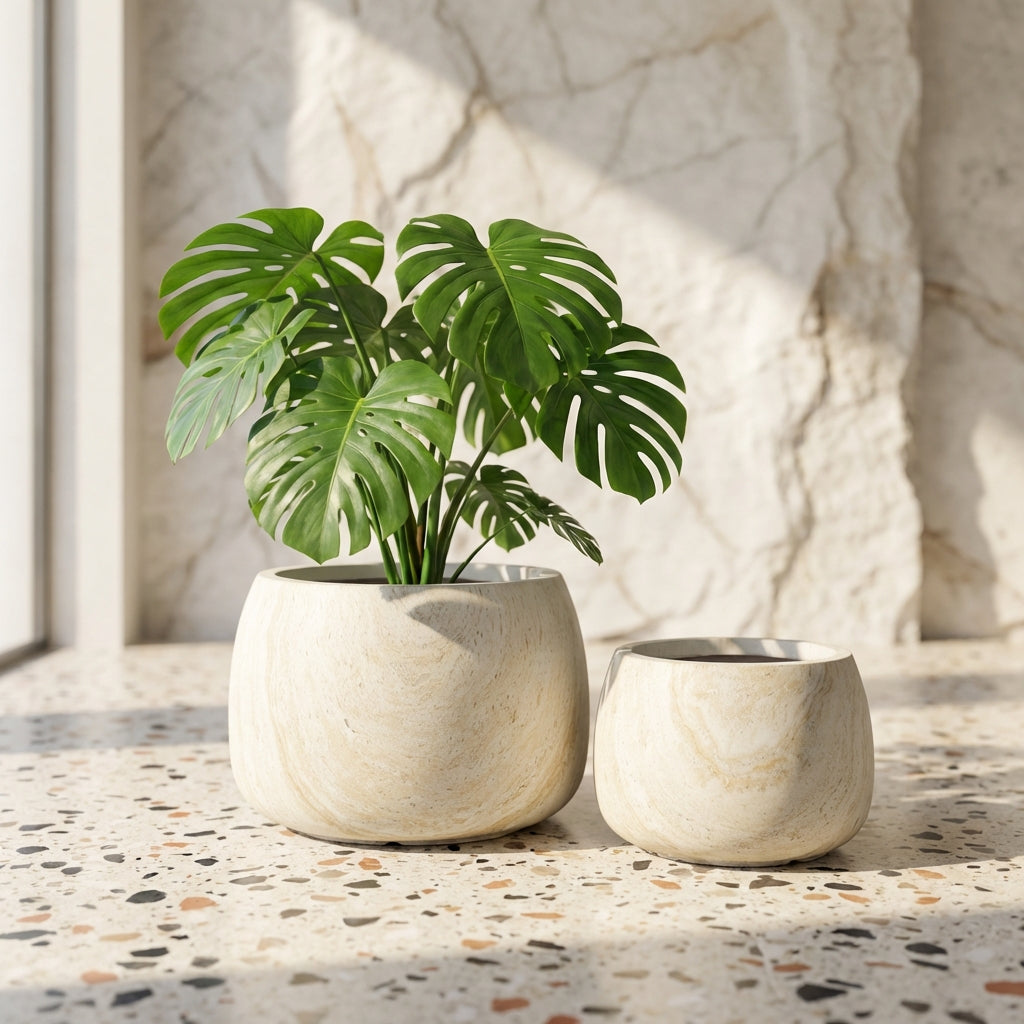 Amilee Pot en ciment - Beige