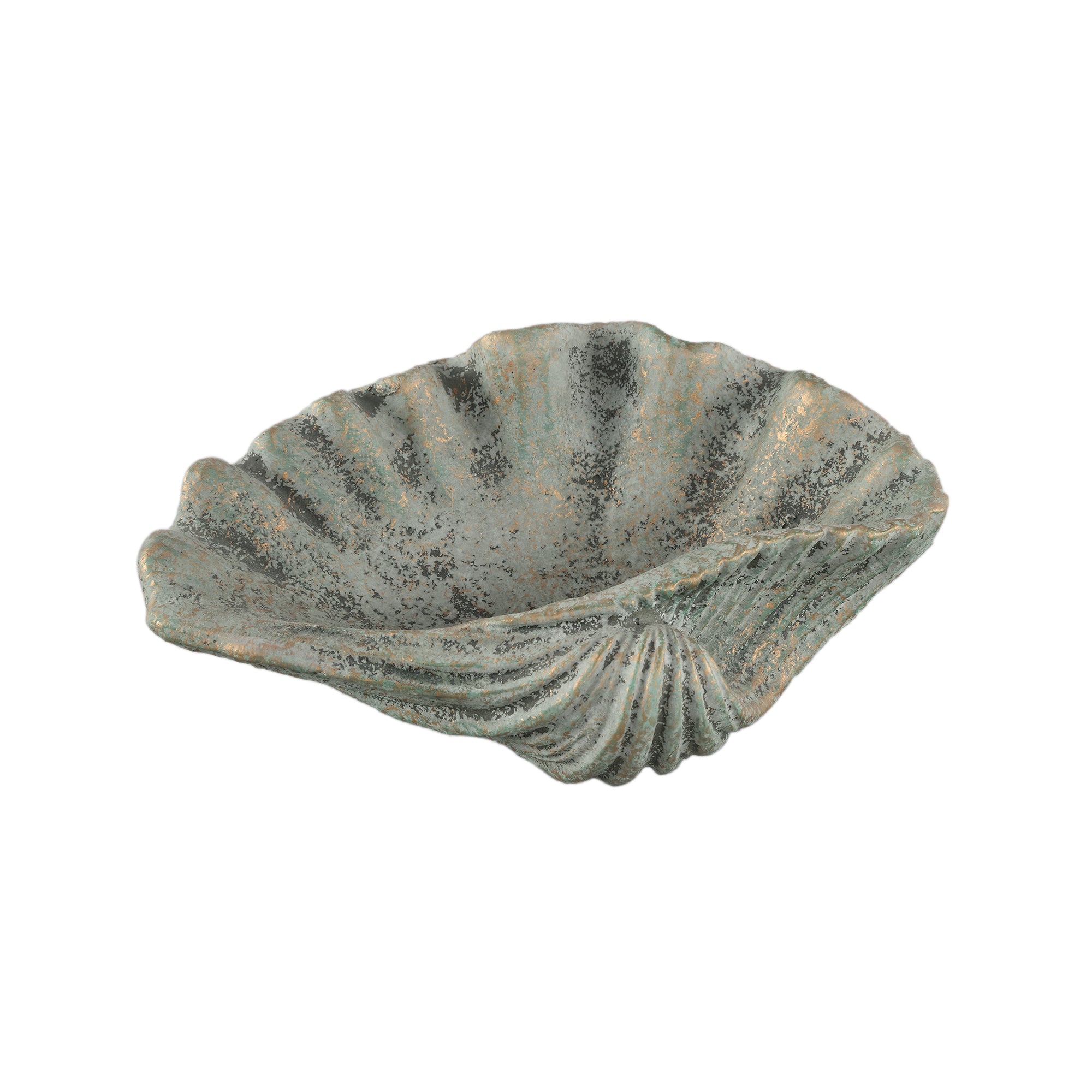 Jalyza Teal shell shaped cement statue A