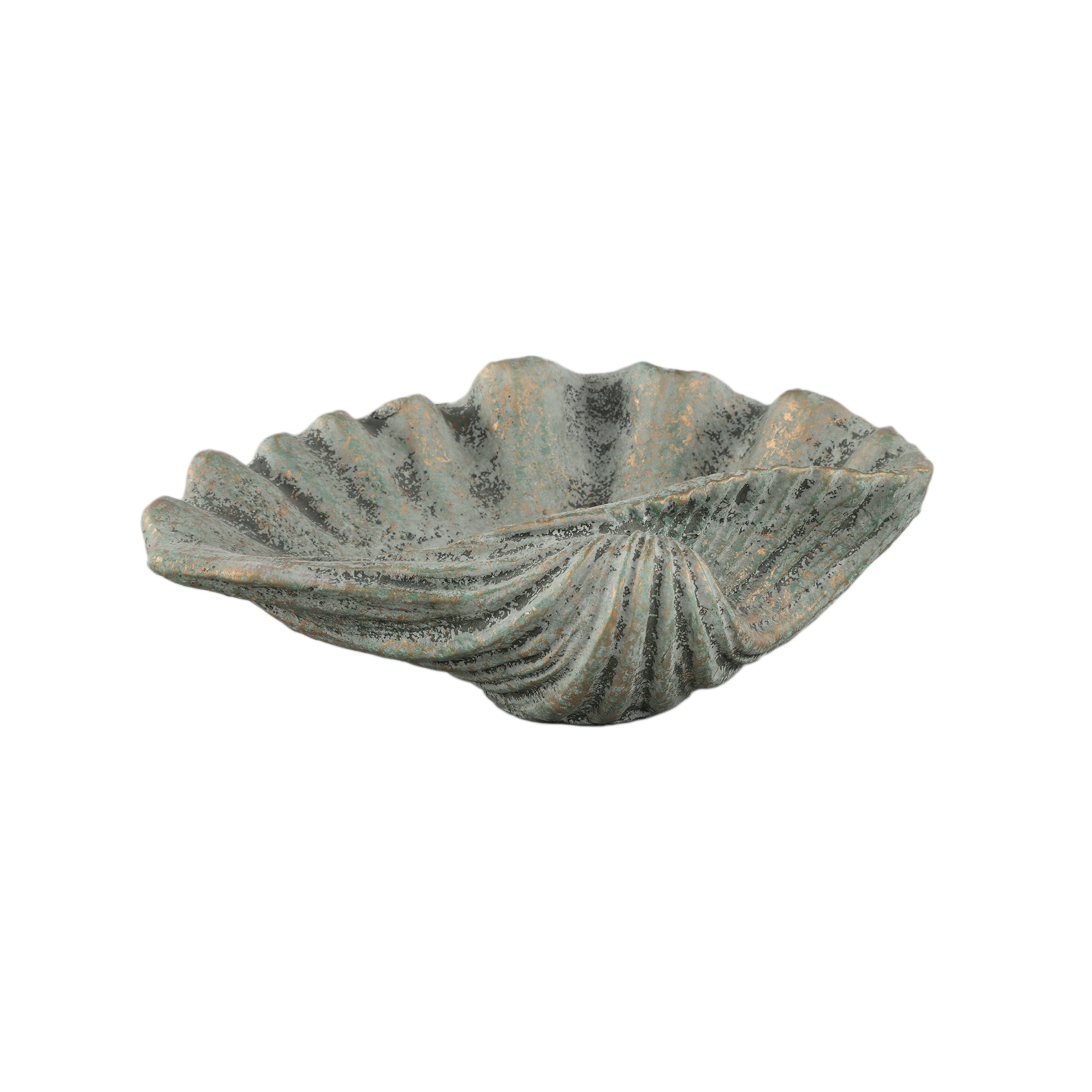 Jalyza Teal shell shaped cement statue A