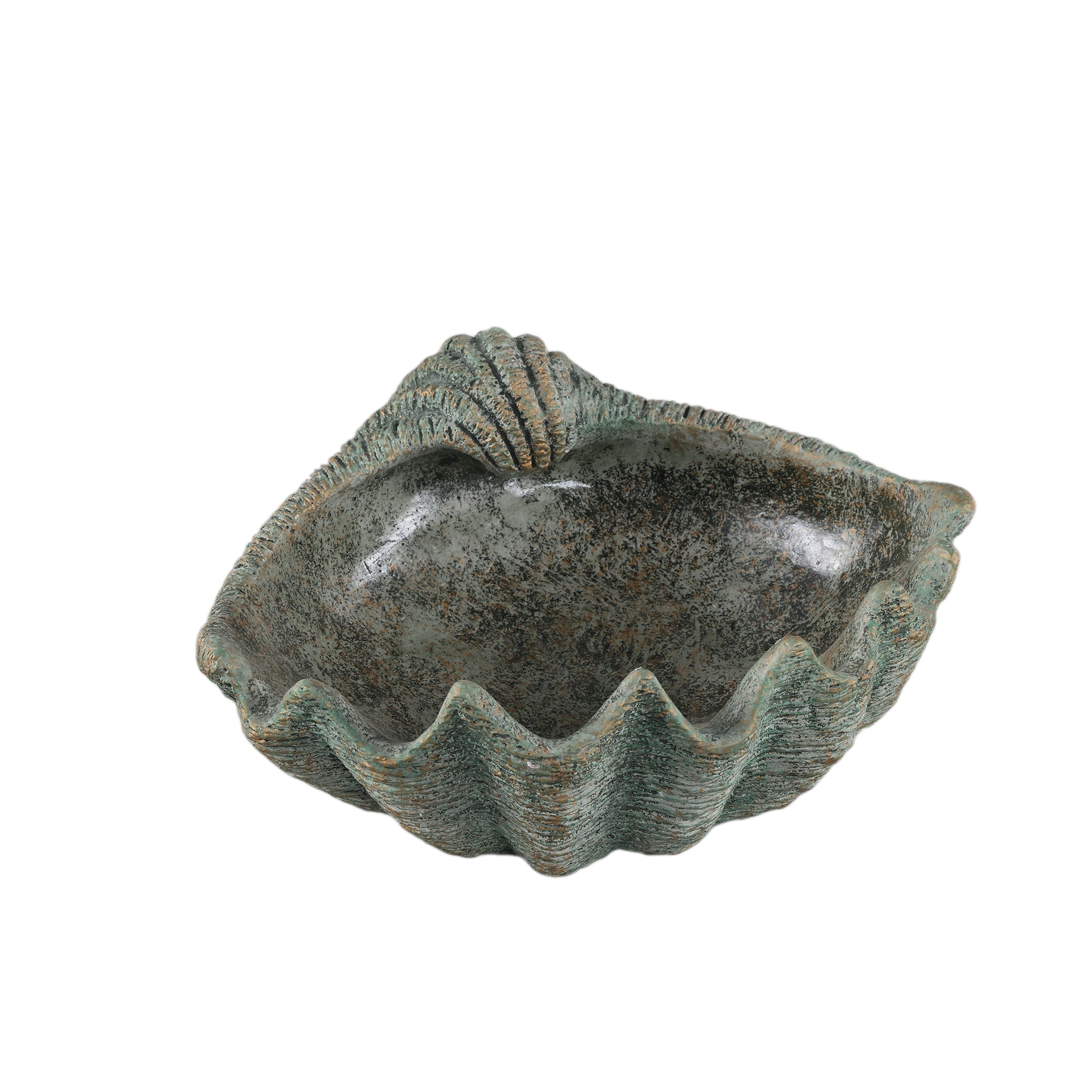 Jalyza Teal shell shaped cement statue B